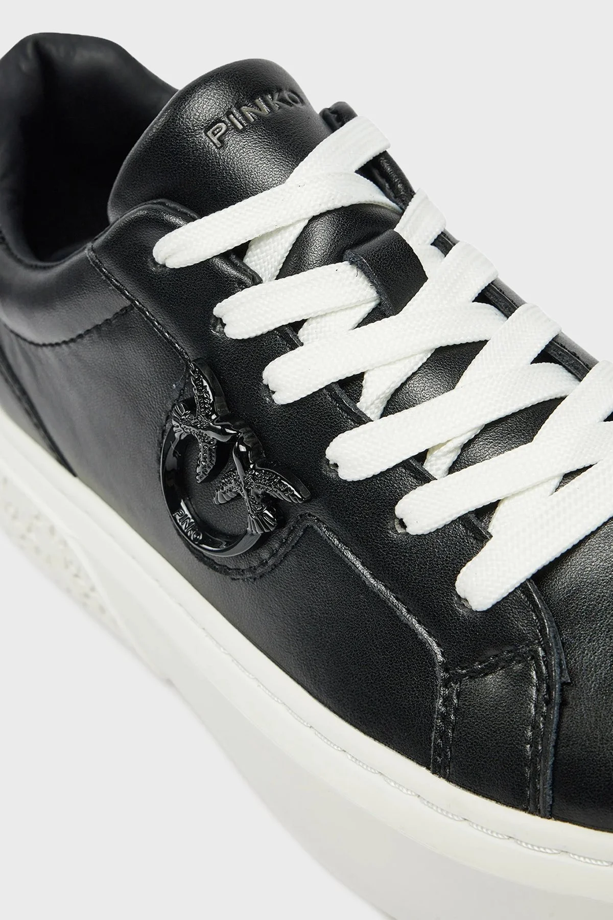 Pinko Logolu Hakiki Deri Paltform Taban Sneaker Bayan Ayakkabı SS0071 P001 Z99 SİYAH - 11