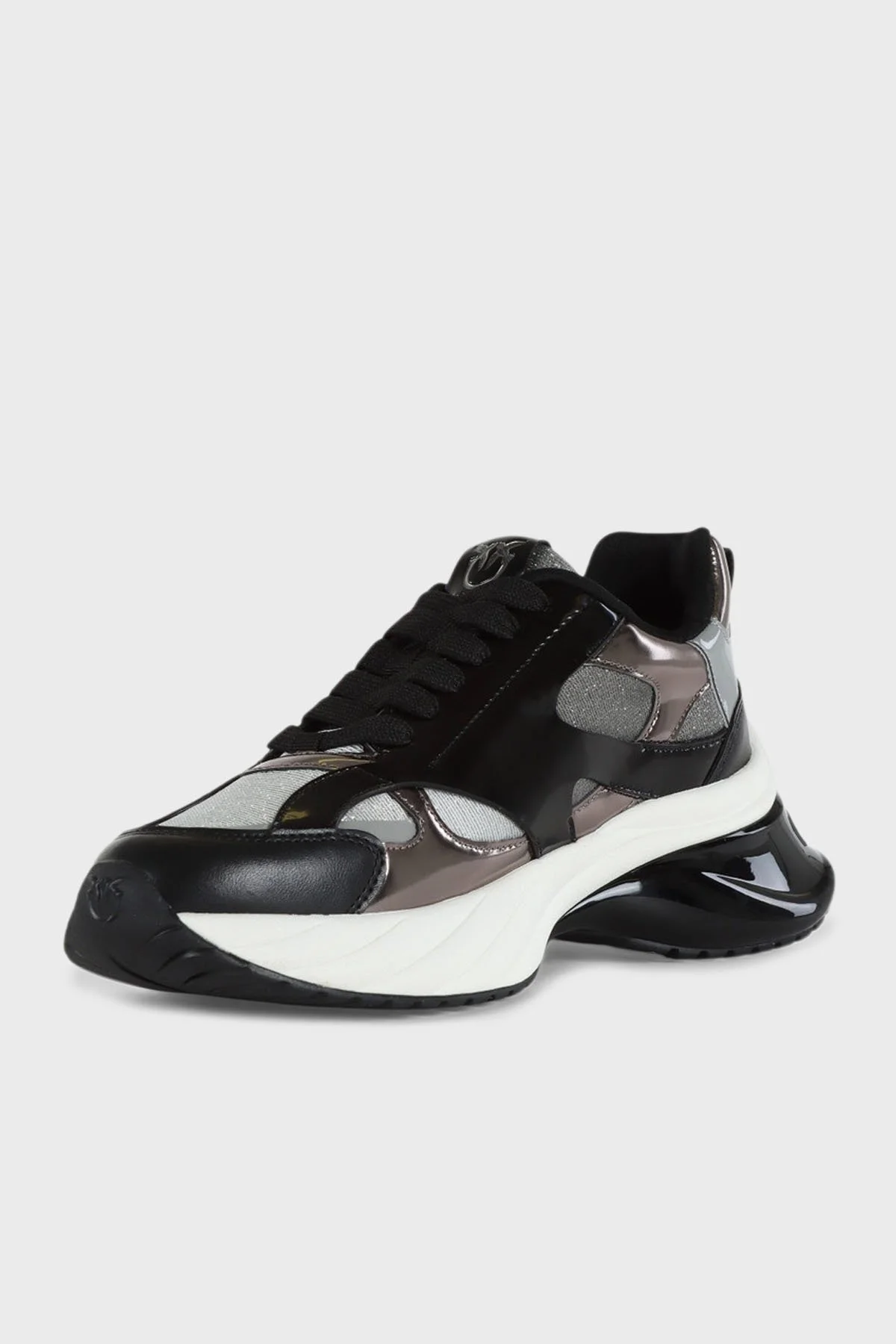 Pinko Logolu Hakiki Deri Sim Detaylı Kalın Taban Sneaker Bayan Ayakkabı SS0067 E032 Z99 SİYAH - 4