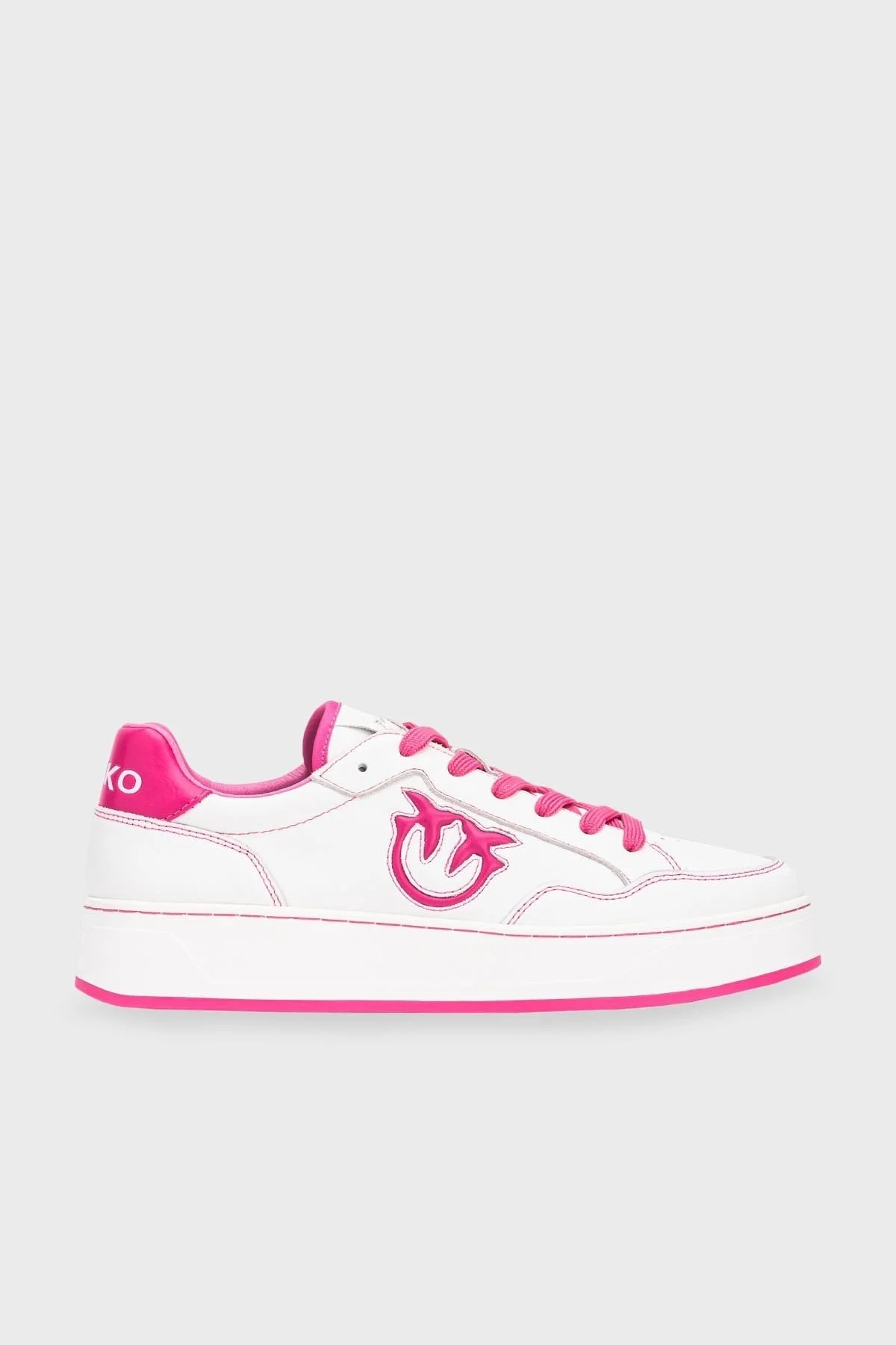 Pinko Logolu Hakiki Deri Sneaker Bayan Ayakkabı 101681 A0V9 GY7 BEYAZ-PEMBE - 1