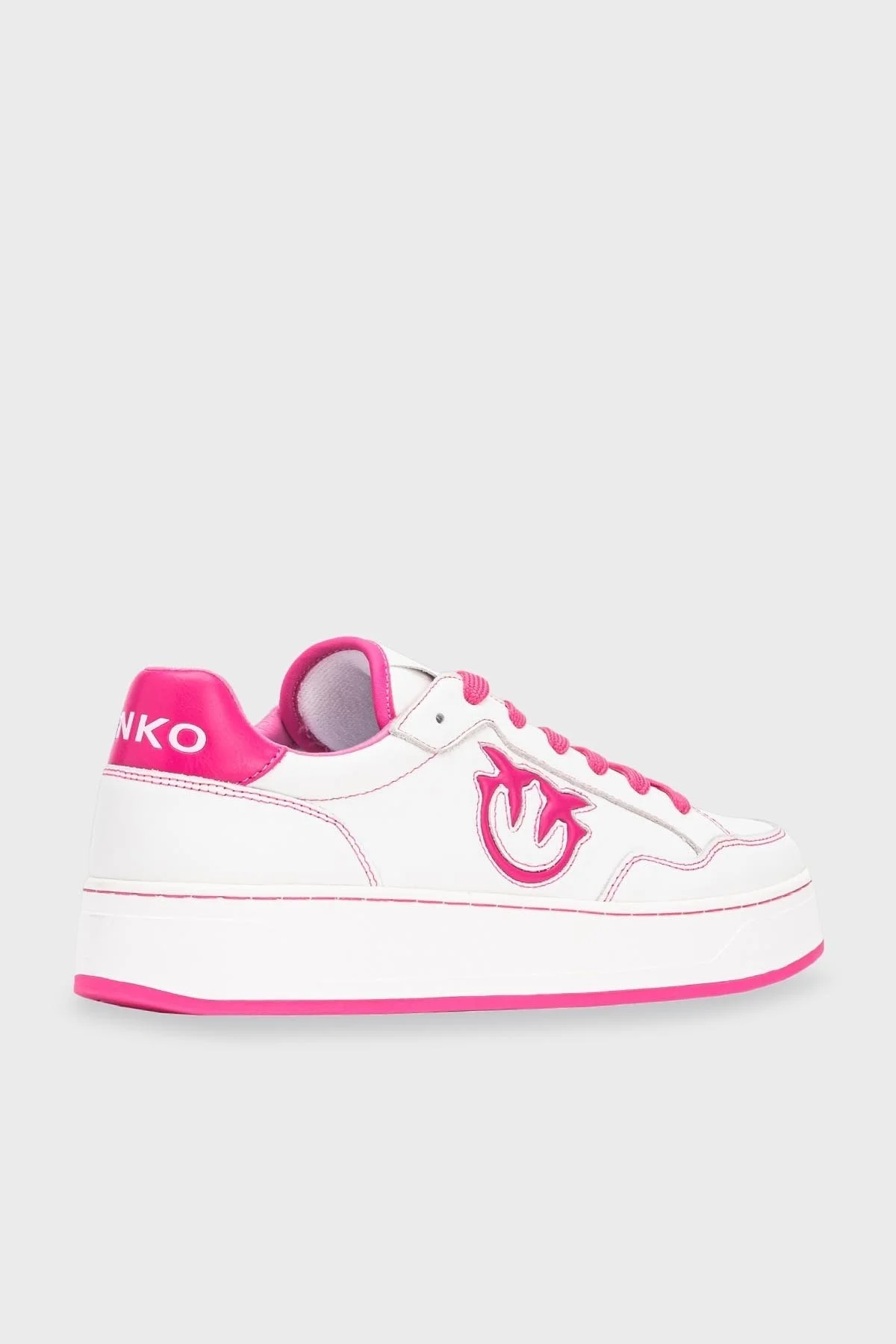 Pinko Logolu Hakiki Deri Sneaker Bayan Ayakkabı 101681 A0V9 GY7 BEYAZ-PEMBE - 3