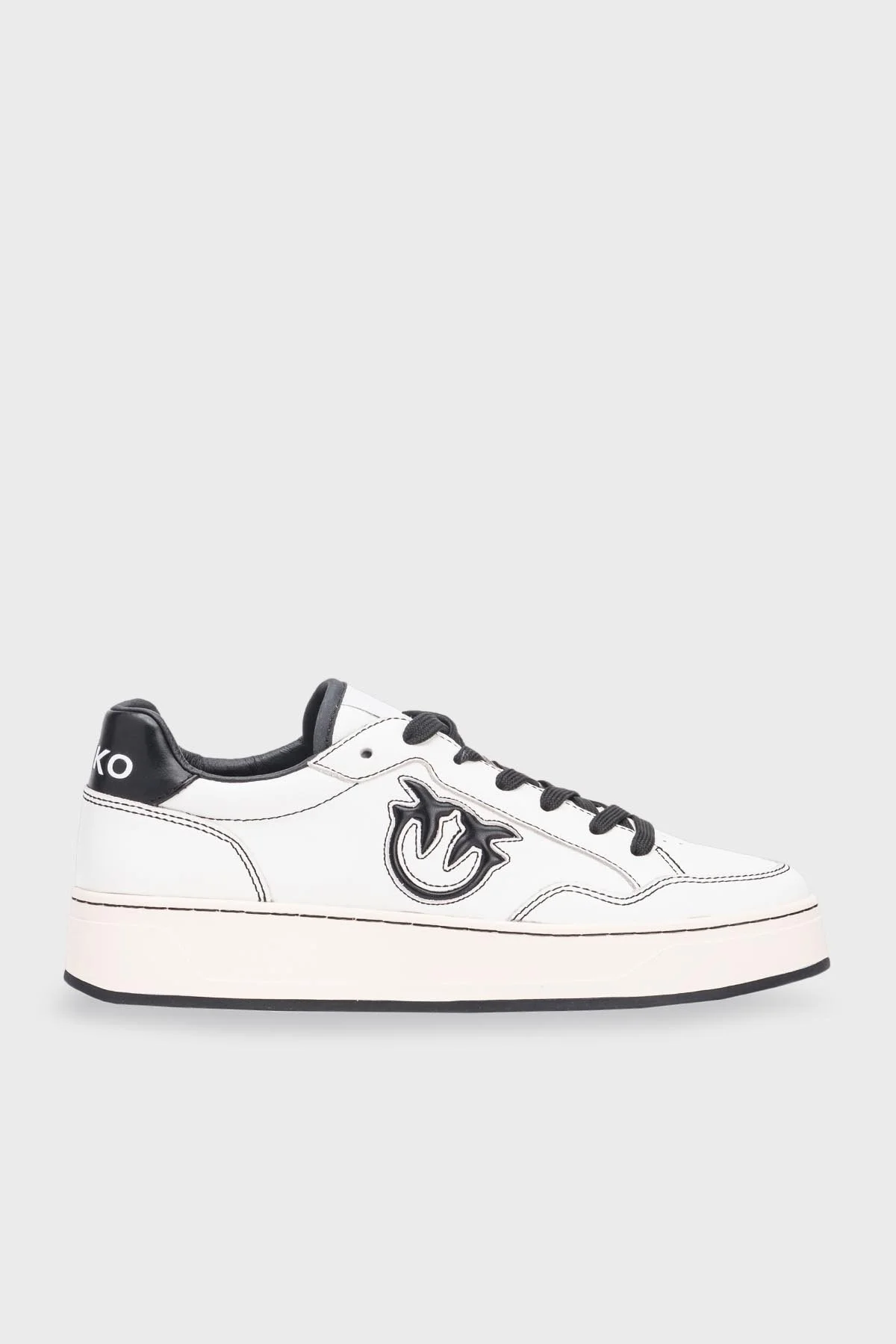 Pinko Logolu Hakiki Deri Sneaker Bayan Ayakkabı 101681 A0V9 O6W BEYAZ-SİYAH - 1