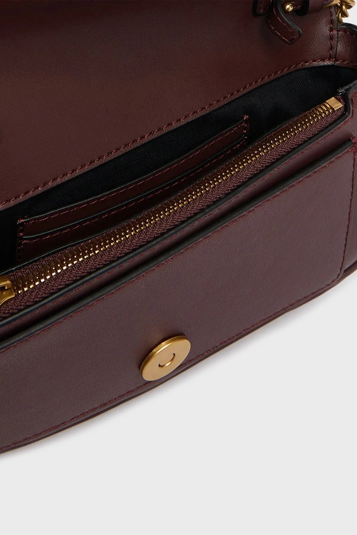 Pinko Logolu Hakiki Deri Zincir Askılı Bayan Çanta 100061 A0F1 L86Q BORDO - 5