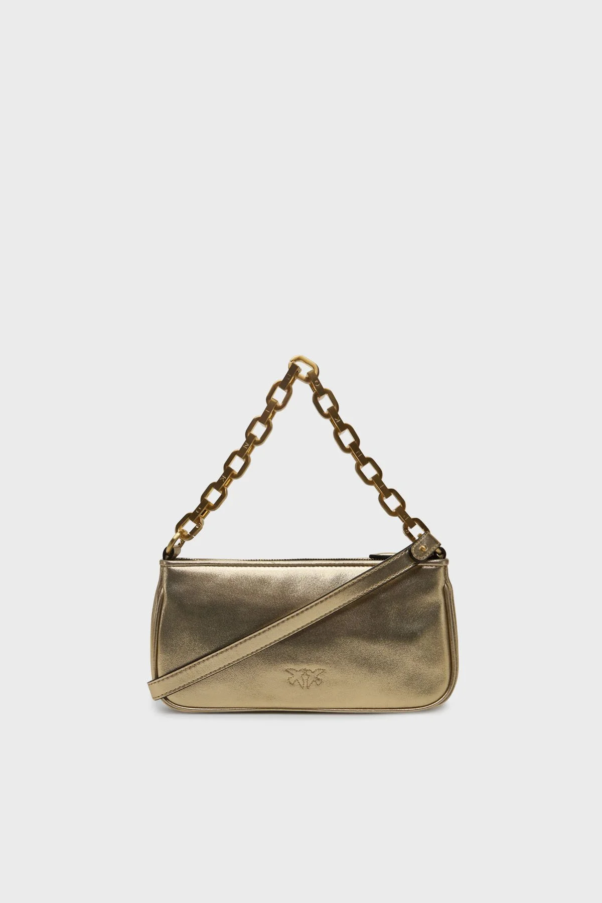 Pinko Logolu Hakiki Deri Zincir Askılı Bayan Çanta 105069 A2O9 ZZLV GOLD - 3