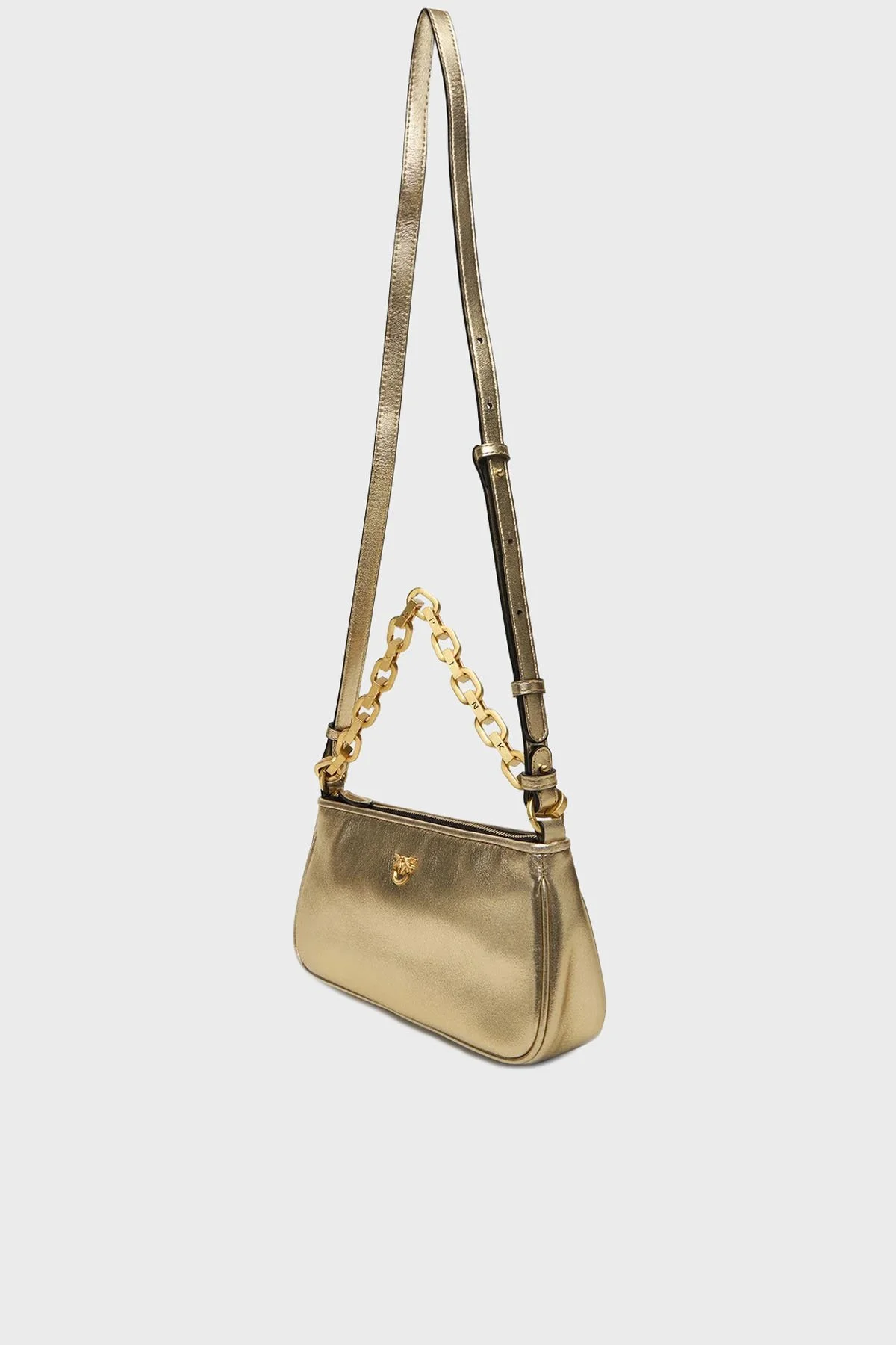 Pinko Logolu Hakiki Deri Zincir Askılı Bayan Çanta 105069 A2O9 ZZLV GOLD - 4