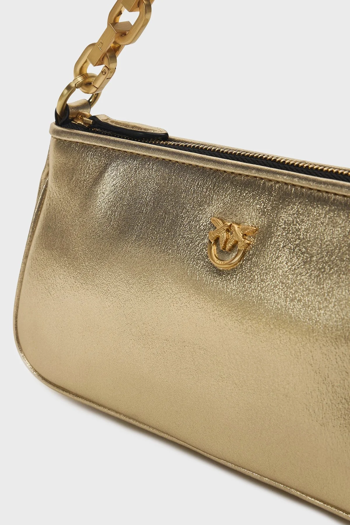 Pinko Logolu Hakiki Deri Zincir Askılı Bayan Çanta 105069 A2O9 ZZLV GOLD - 5