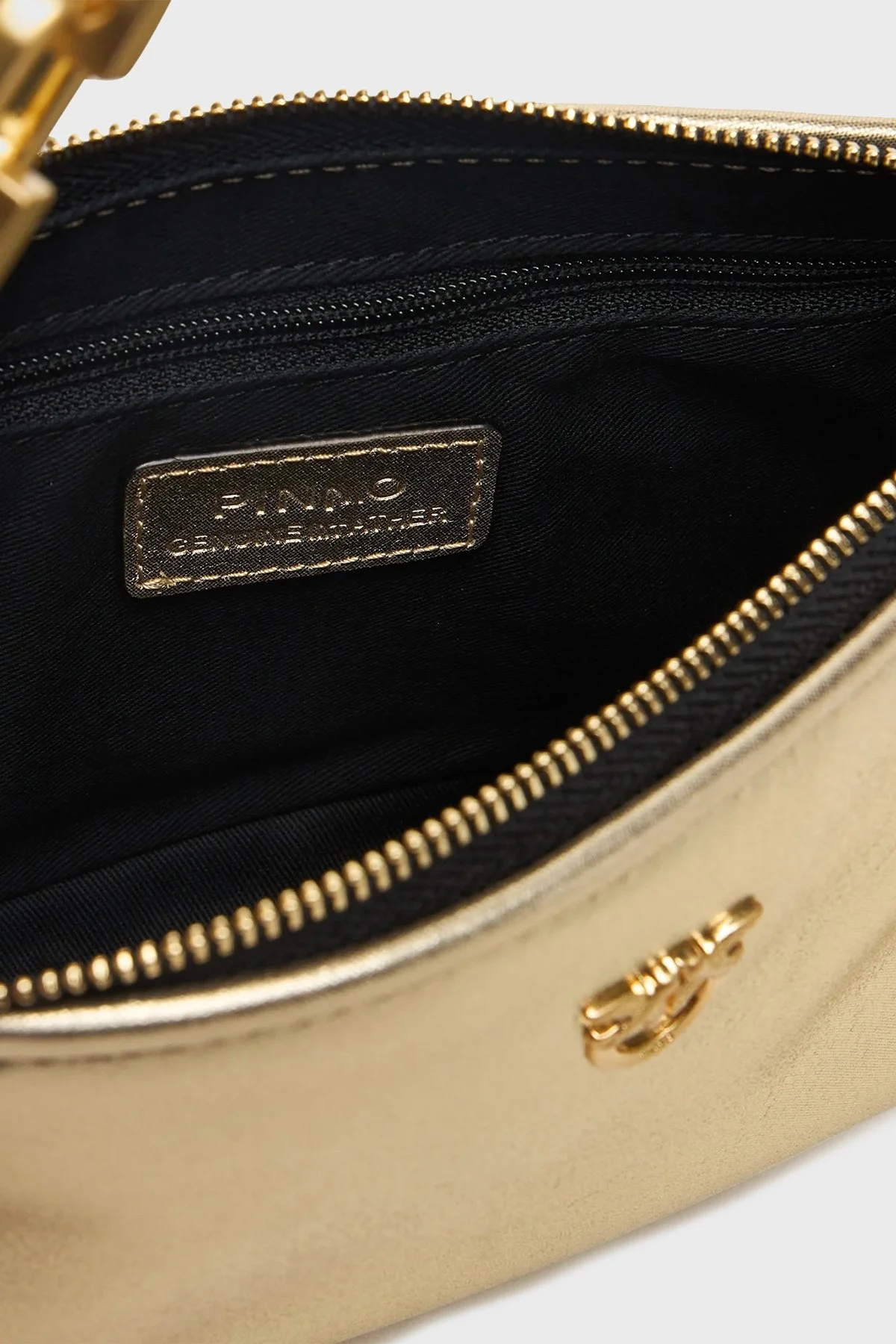 Pinko Logolu Hakiki Deri Zincir Askılı Bayan Çanta 105069 A2O9 ZZLV GOLD - 6