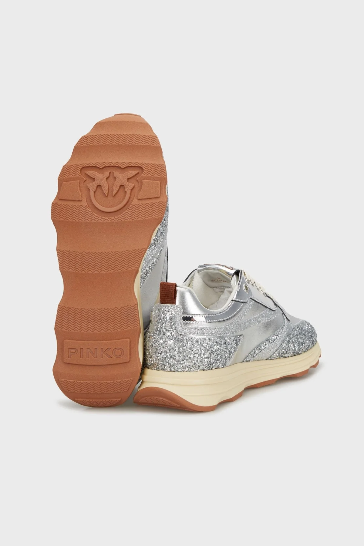 Pinko Logolu Simli Yüksek Tabanlı Sneaker Bayan Ayakkabı SS0091T033ZZF GÜMÜŞ - 8