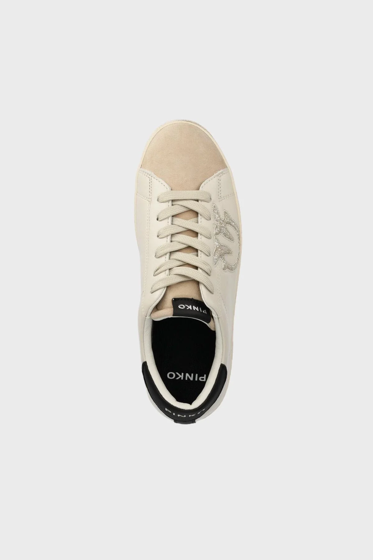 Pinko Logolu Sneaker Bayan Ayakkabı 101631 A18A H6F BEJ-SİYAH - 4