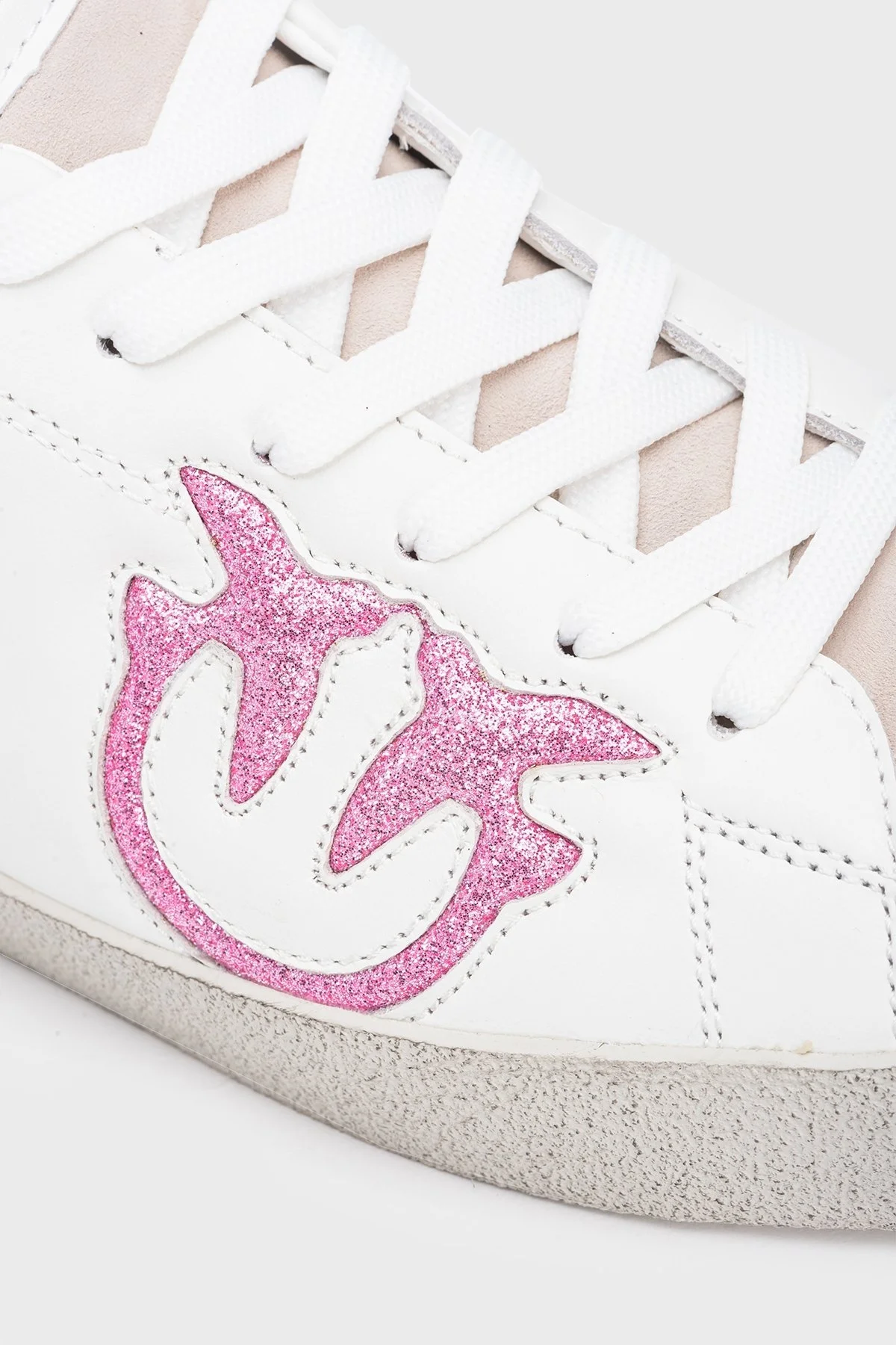 Pinko Logolu Sneaker Bayan Ayakkabı 101631 A18A J6Y BEYAZ-PEMBE - 4