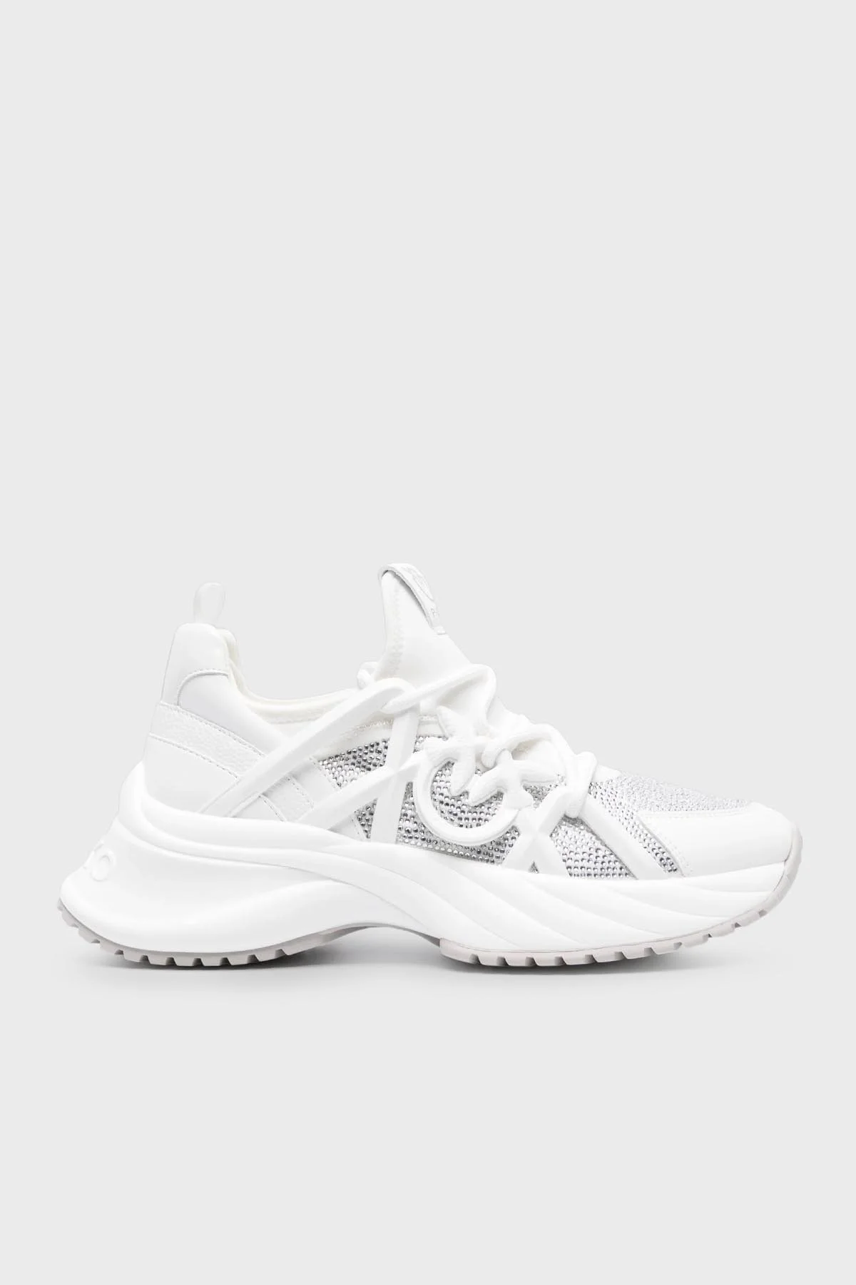 Pinko Logolu Sneaker Bayan Ayakkabı SS0023 T014 ZF8 BEYAZ-GÜMÜŞ - 1