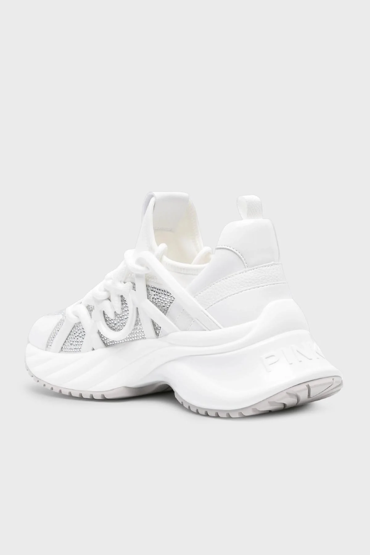 Pinko Logolu Sneaker Bayan Ayakkabı SS0023 T014 ZF8 BEYAZ-GÜMÜŞ - 3