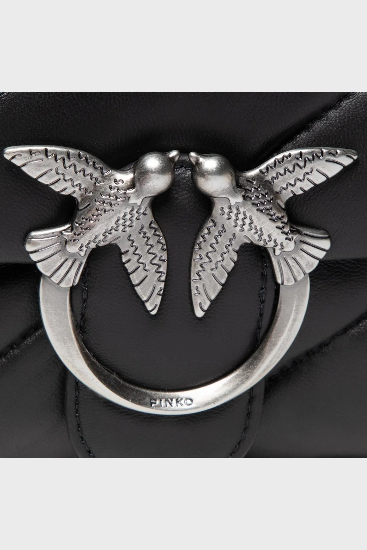 Pinko Logolu Zincir Askılı % 100 Deri Bayan Çanta 1P22JD Y7SR Z99O SİYAH - 3