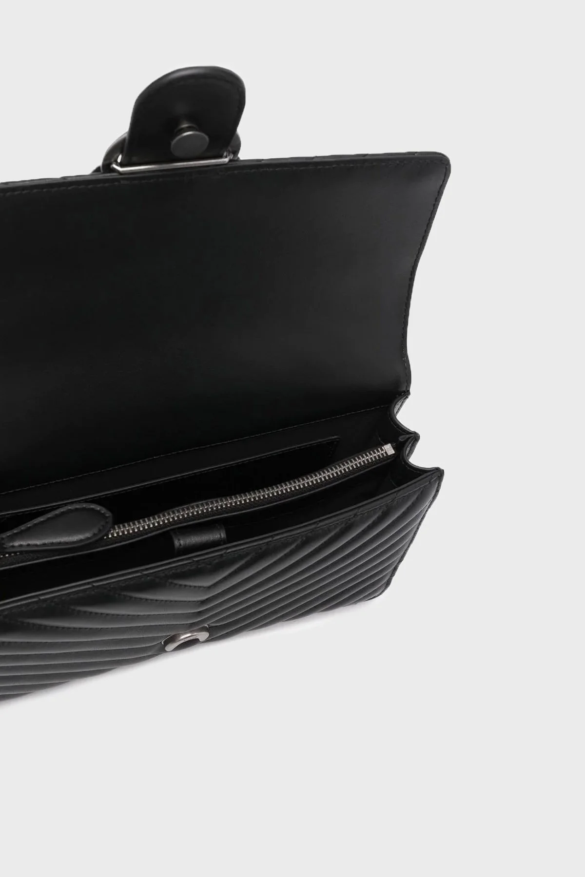 Pinko Logolu Zincir Askılı % 100 Deri Bayan Çanta 1P22JP Y7SQ Z99O SİYAH - 6