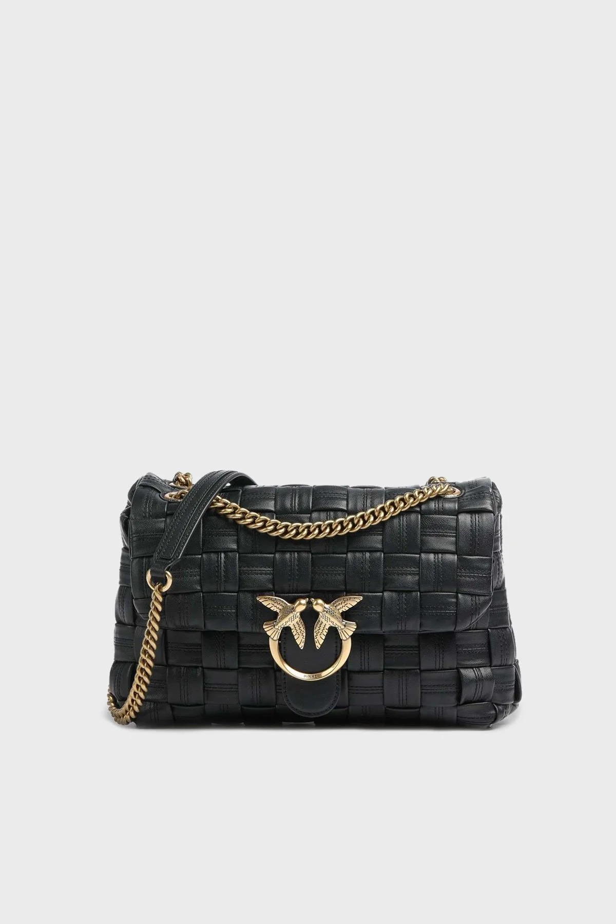 Pinko Logolu Zincir Askılı % 100 Deri Bayan Çanta 1P22JW Y7TB Z99Q SİYAH - 1