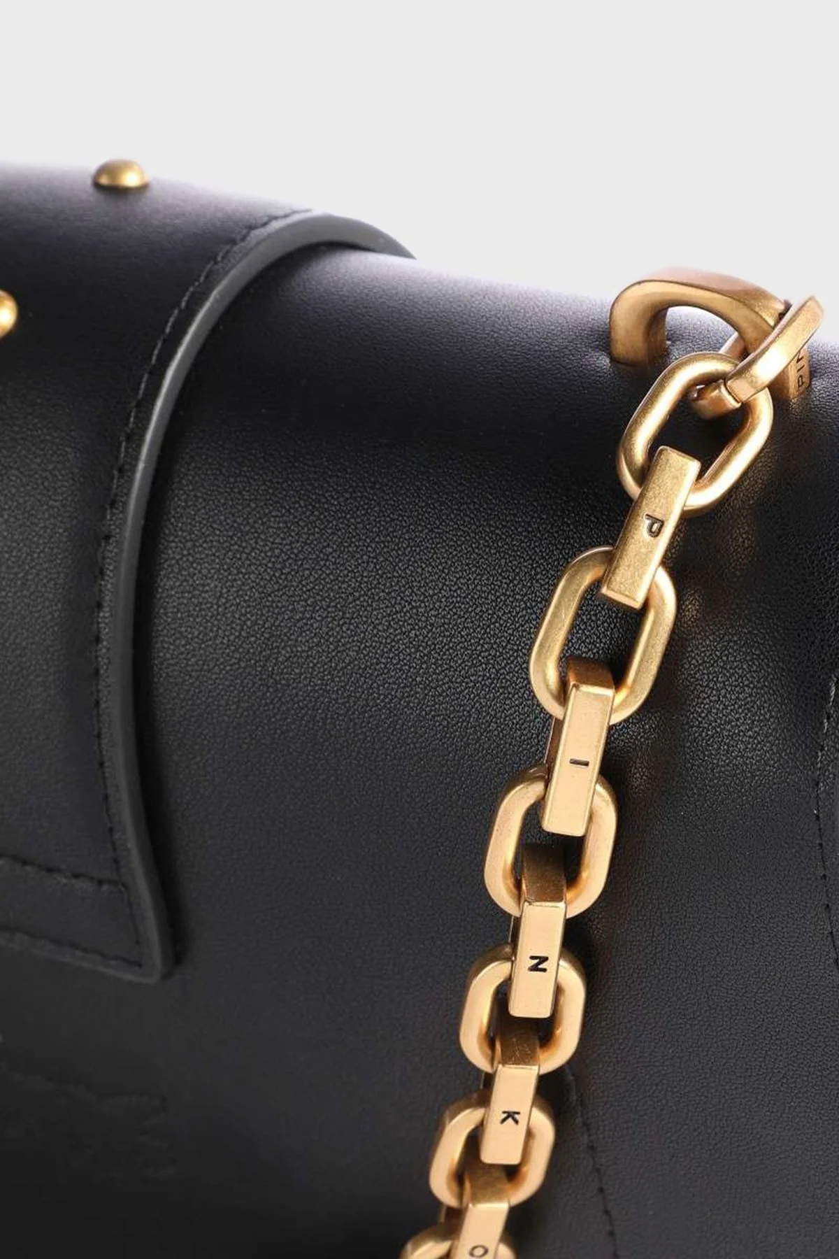 Pinko Logolu Zincir Askılı % 100 Deri Bayan Çanta 1P22K4 Y7SP Z99Q SİYAH - 4