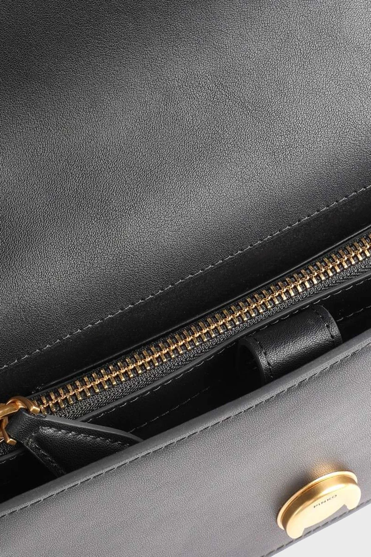 Pinko Logolu Zincir Askılı % 100 Deri Bayan Çanta 1P22K4 Y7SP Z99Q SİYAH - 5