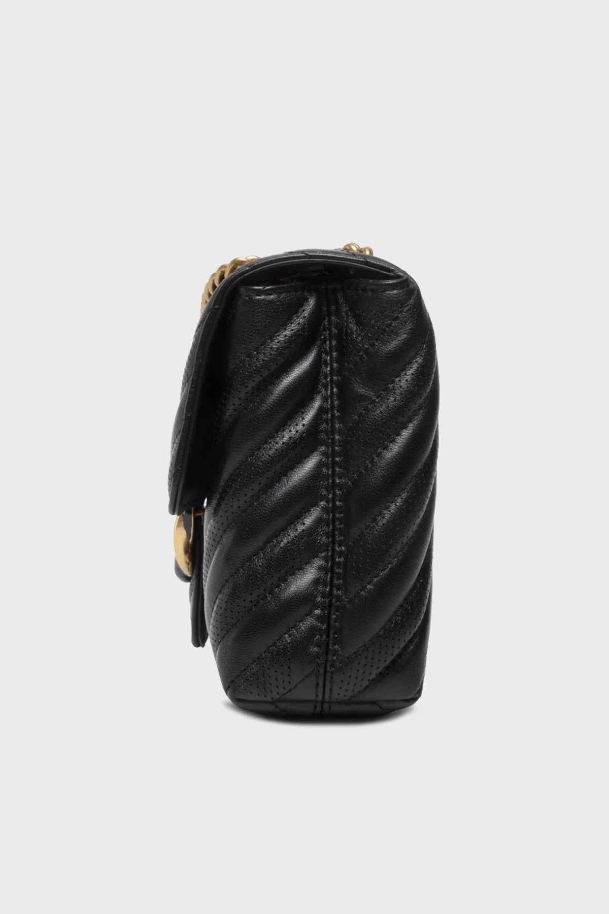 Pinko Logolu Zincir Askılı % 100 Deri Bayan Çanta 1P22KC Y7TA Z99Q SİYAH - 5