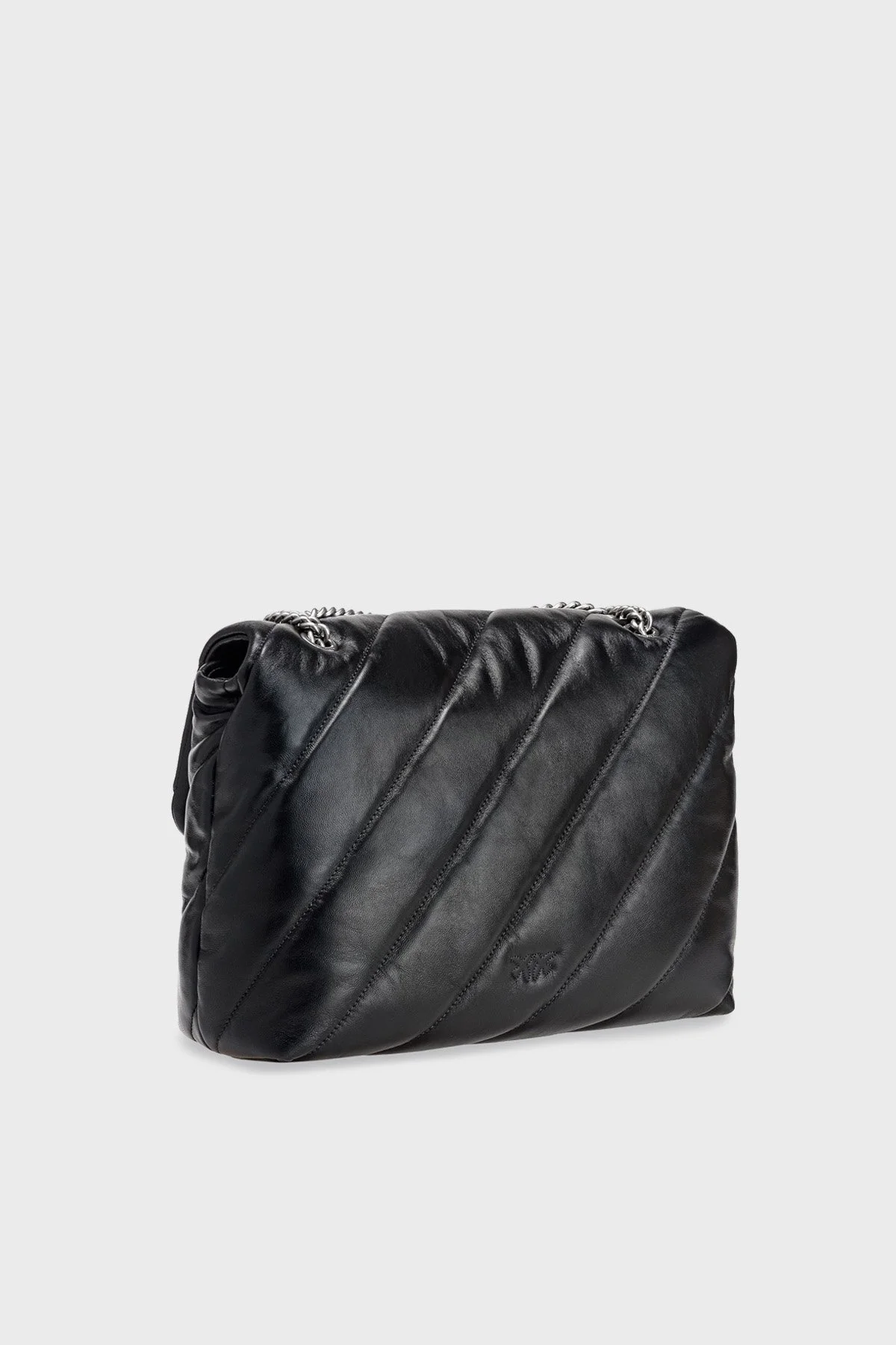 Pinko Logolu Zincir Askılı % 100 Deri Bayan Çanta 1P22U6 A03J Z99O SİYAH - 4