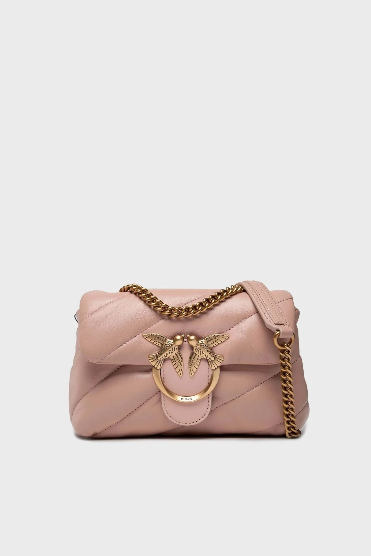 Pinko Logolu Zincir Askılı % 100 Deri Bayan Çanta 1P22U9 A03J 081Q PEMBE - 1
