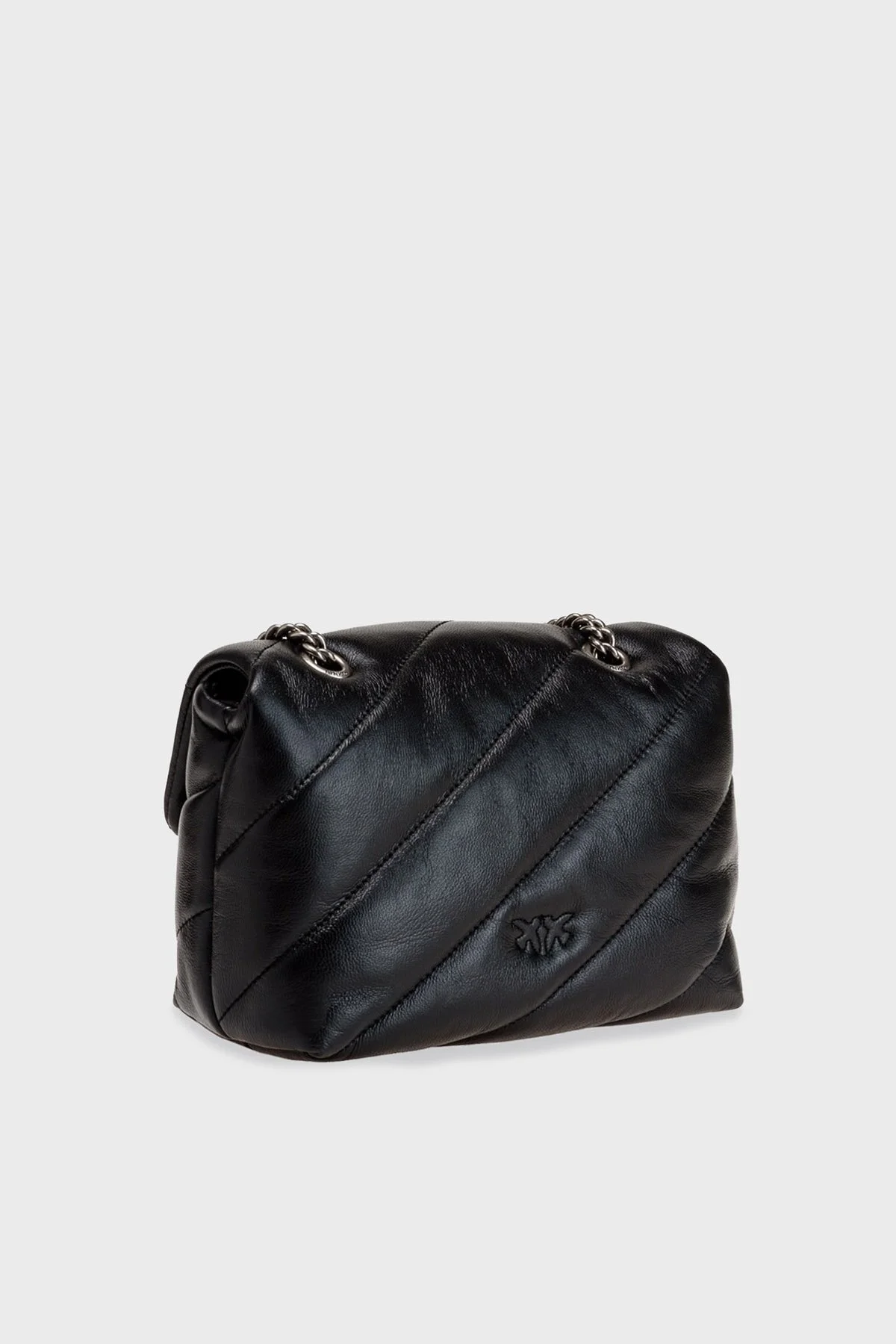 Pinko Logolu Zincir Askılı % 100 Deri Bayan Çanta 1P22U9 A03J Z99O SİYAH - 4