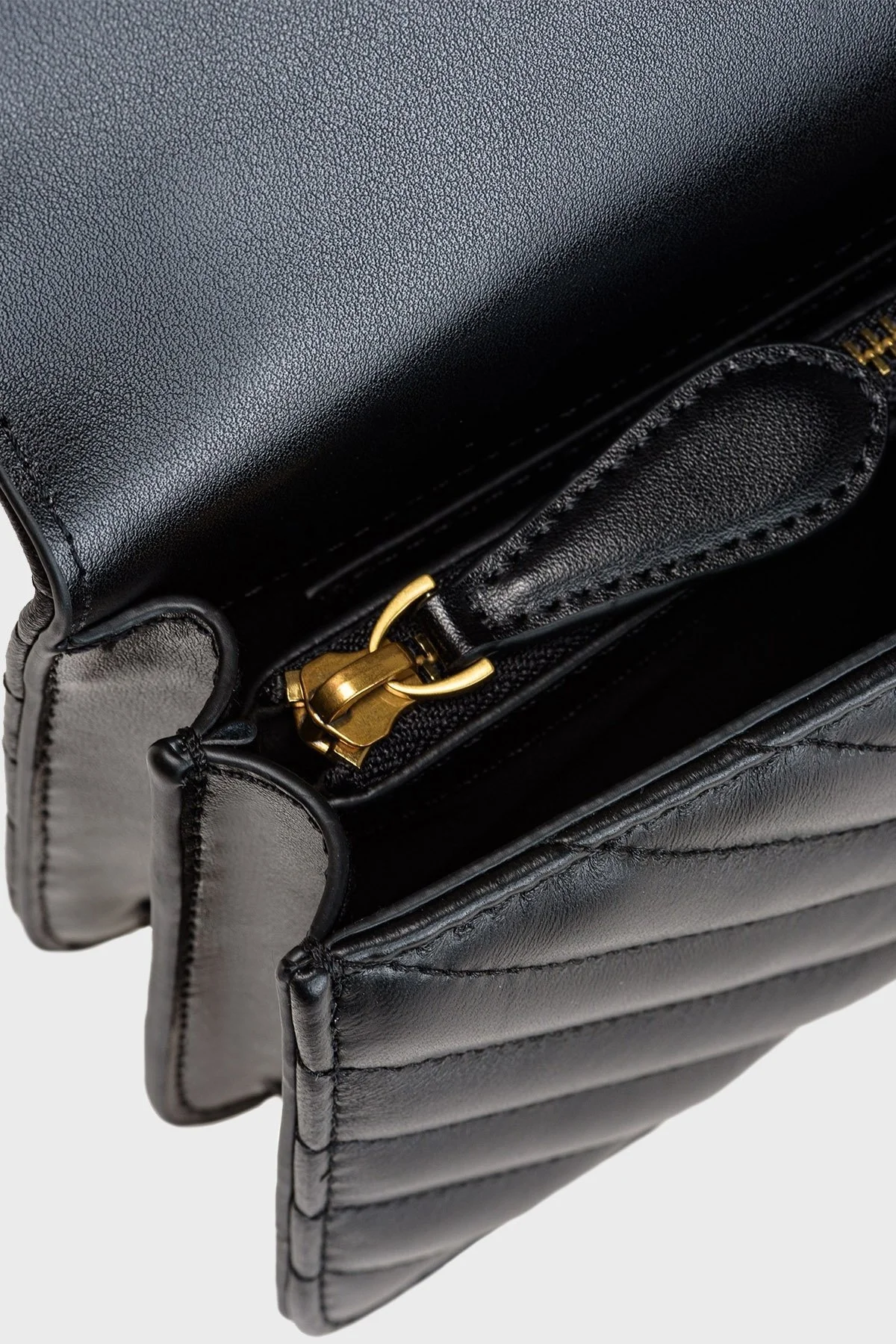 Pinko Logolu Zincir Askılı % 100 Deri Bayan Çanta 1P22UL A03Z Z99Q SİYAH - 4