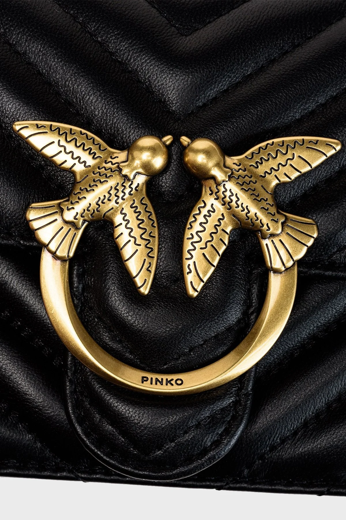 Pinko Logolu Zincir Askılı % 100 Deri Bayan Çanta 1P22UL A03Z Z99Q SİYAH - 5