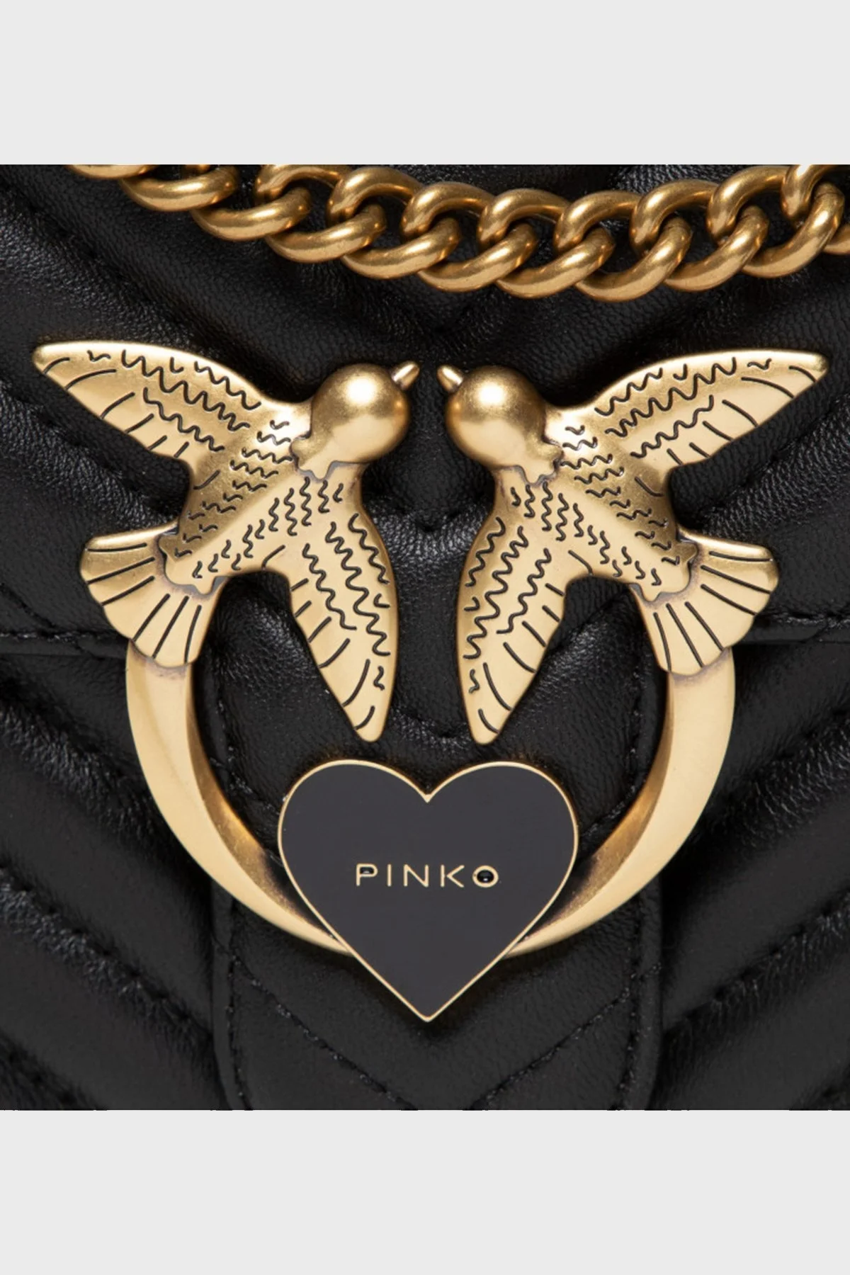 Pinko Logolu Zincir Askılı % 100 Deri Bayan Çanta 1P22UN A03Z Z99Q SİYAH - 3