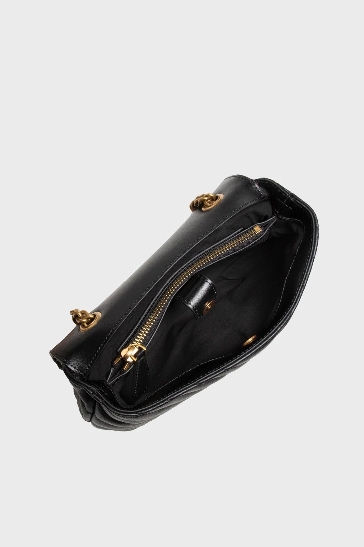 Pinko Logolu Zincir Askılı % 100 Deri Bayan Çanta 1P22UN A03Z Z99Q SİYAH - 6