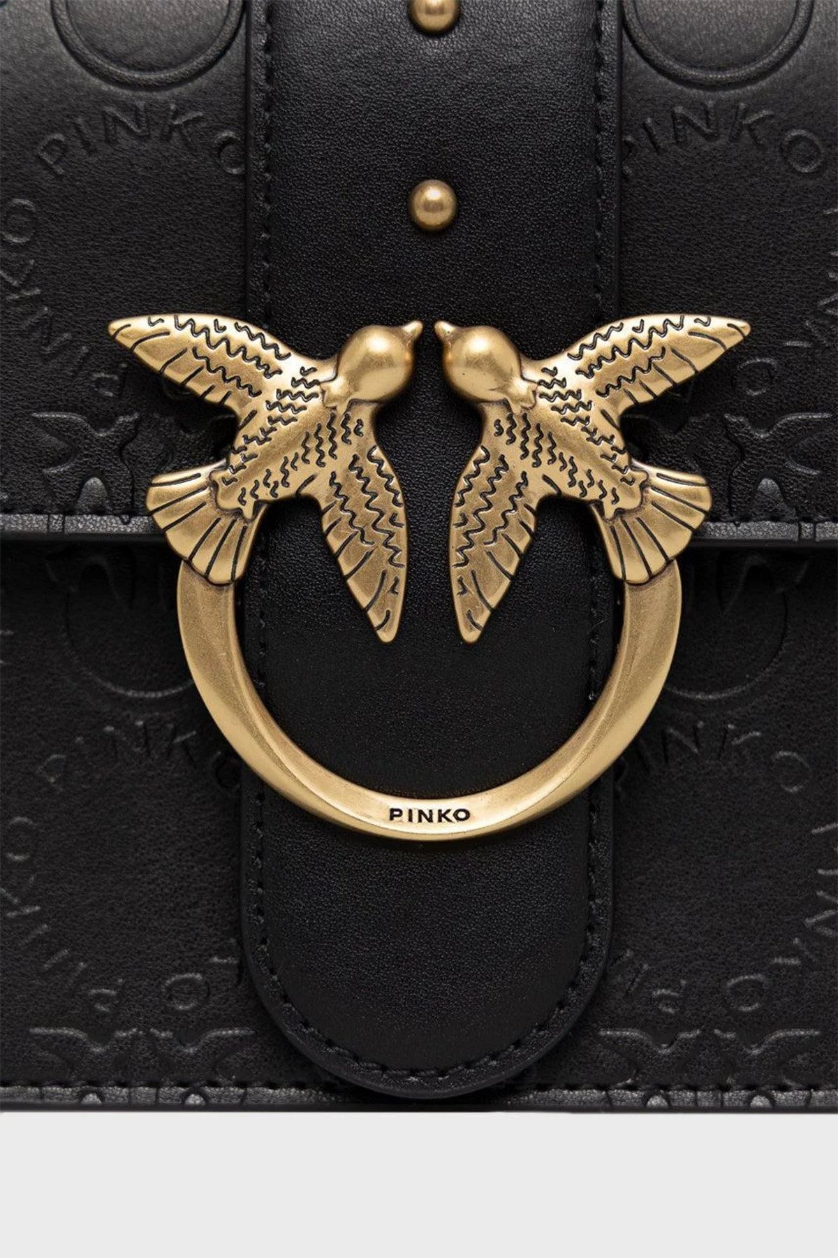 Pinko Logolu Zincir Askılı % 100 Deri Bayan Çanta 1P22VL A042 Z99Q SİYAH - 4