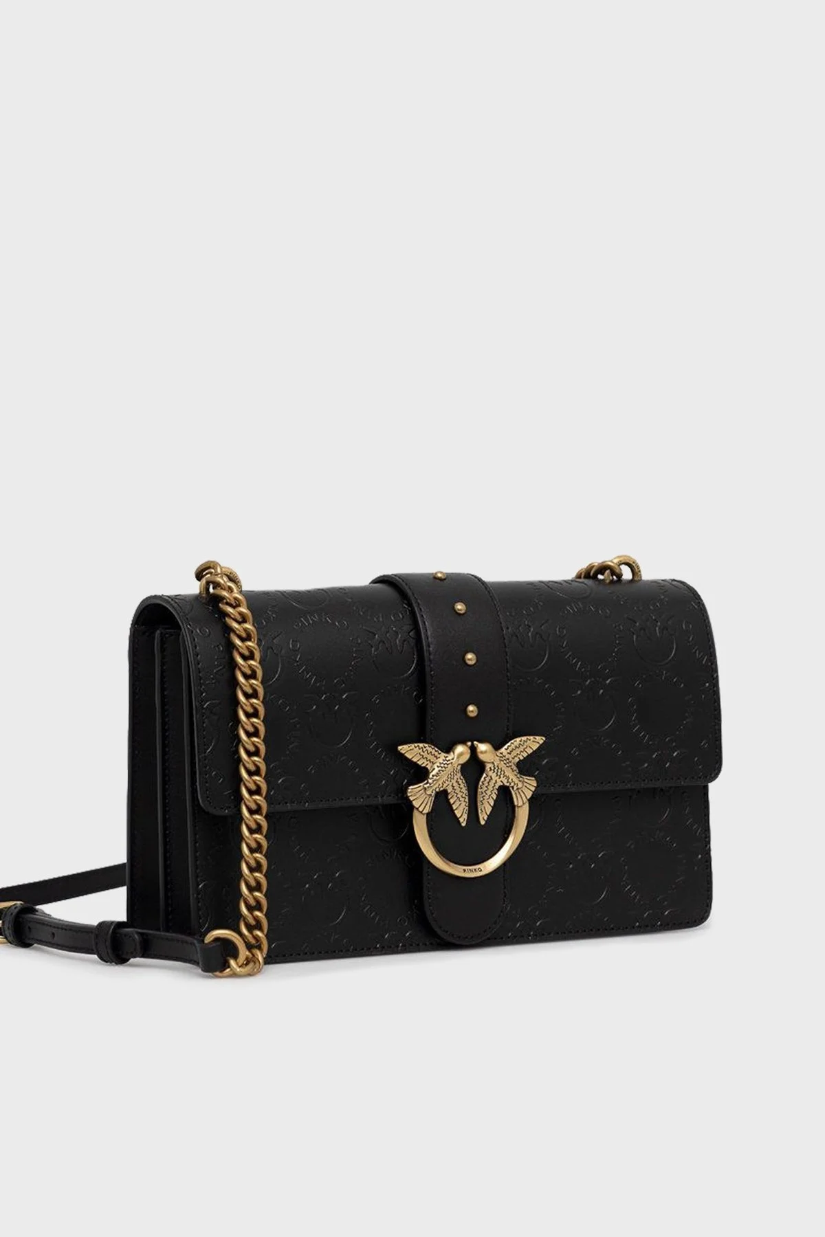 Pinko Logolu Zincir Askılı % 100 Deri Bayan Çanta 1P22VL A042 Z99Q SİYAH - 7