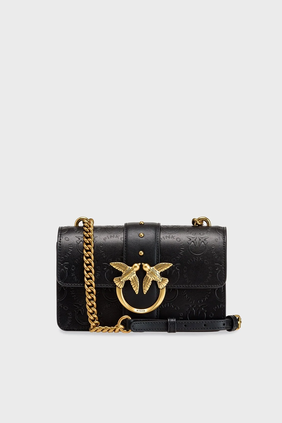 Pinko Logolu Zincir Askılı % 100 Deri Bayan Çanta 1P22VM A042 Z99Q SİYAH - 1