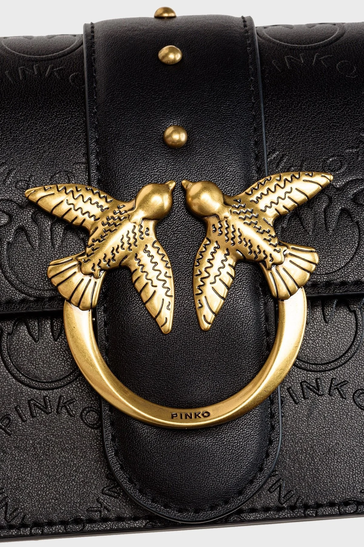 Pinko Logolu Zincir Askılı % 100 Deri Bayan Çanta 1P22VM A042 Z99Q SİYAH - 7
