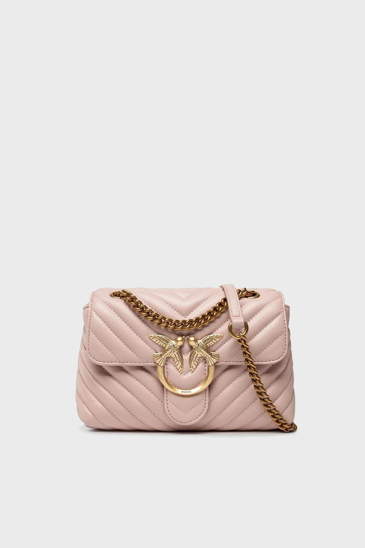 Pinko Logolu Zincir Askılı % 100 Deri Bayan Çanta 1P22Z3 A03Z 081Q PEMBE - 1