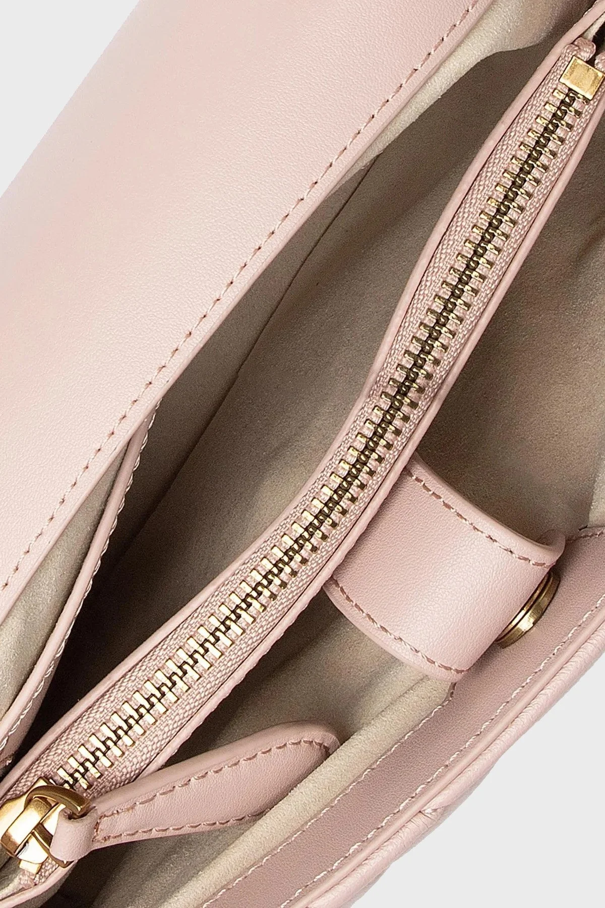 Pinko Logolu Zincir Askılı % 100 Deri Bayan Çanta 1P22Z3 A03Z 081Q PEMBE - 4