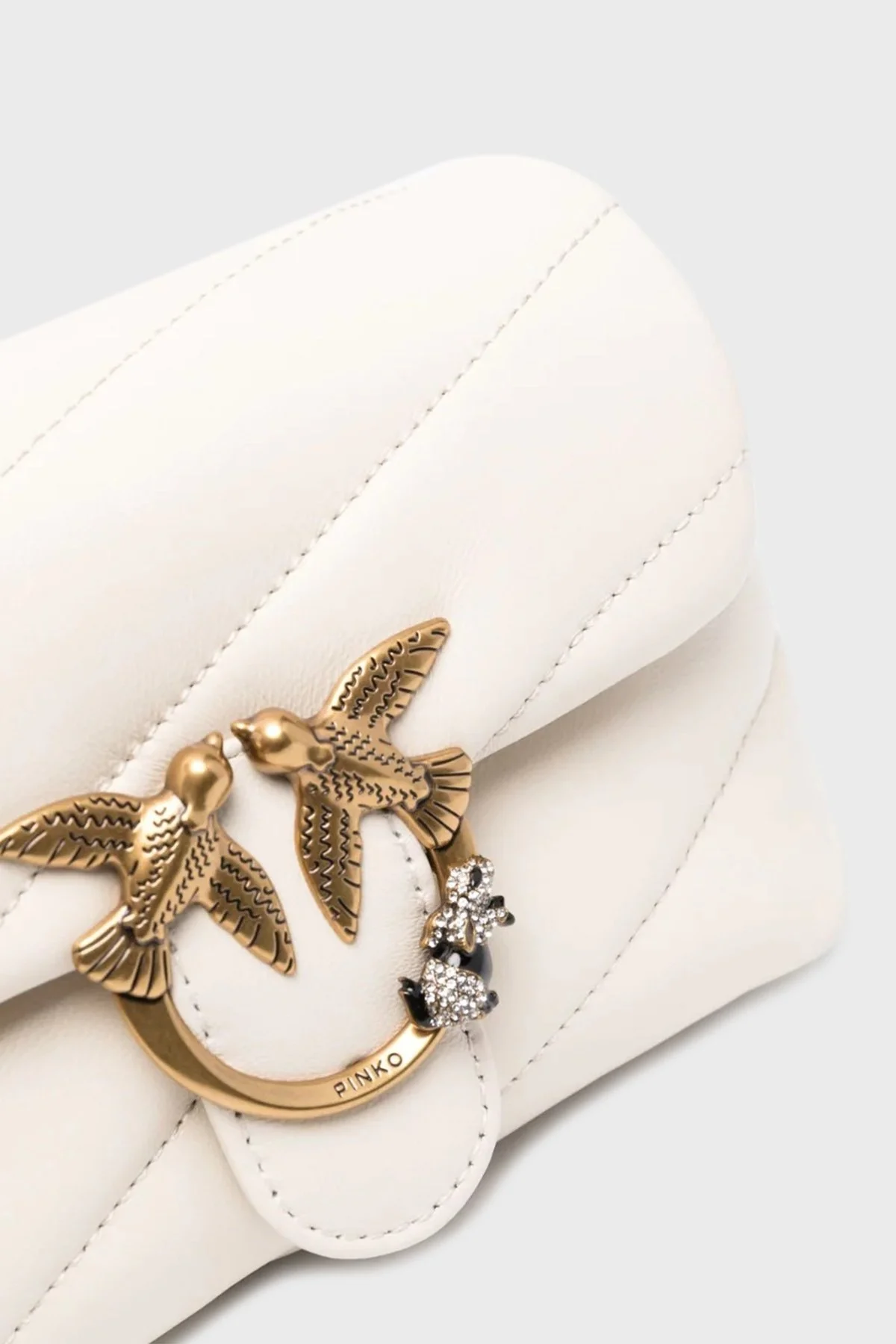 Pinko Logolu Zincir Askılı Deri Bayan Çanta 100040 A0OL Z14Q BEYAZ - 5