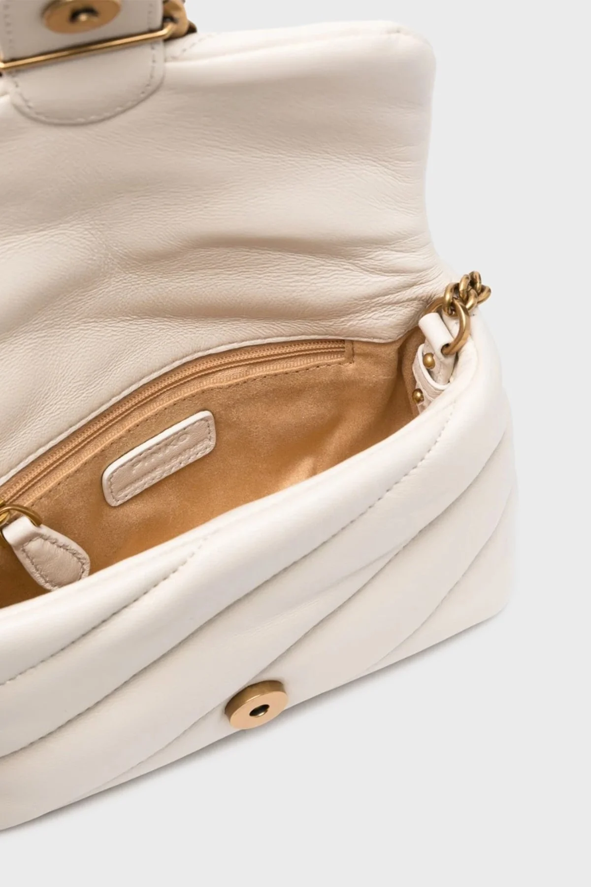 Pinko Logolu Zincir Askılı Deri Bayan Çanta 100040 A0OL Z14Q BEYAZ - 6