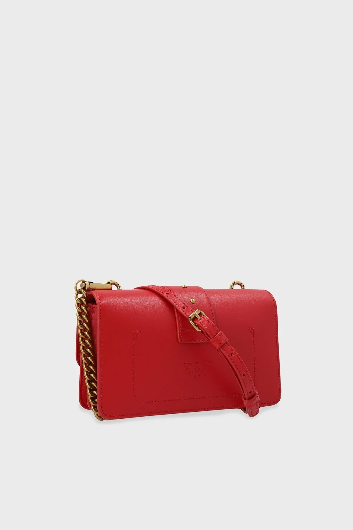 Pinko Logolu Zincir Askılı Deri Bayan Çanta 100059 A0F1 R41Q KIRMIZI - 2