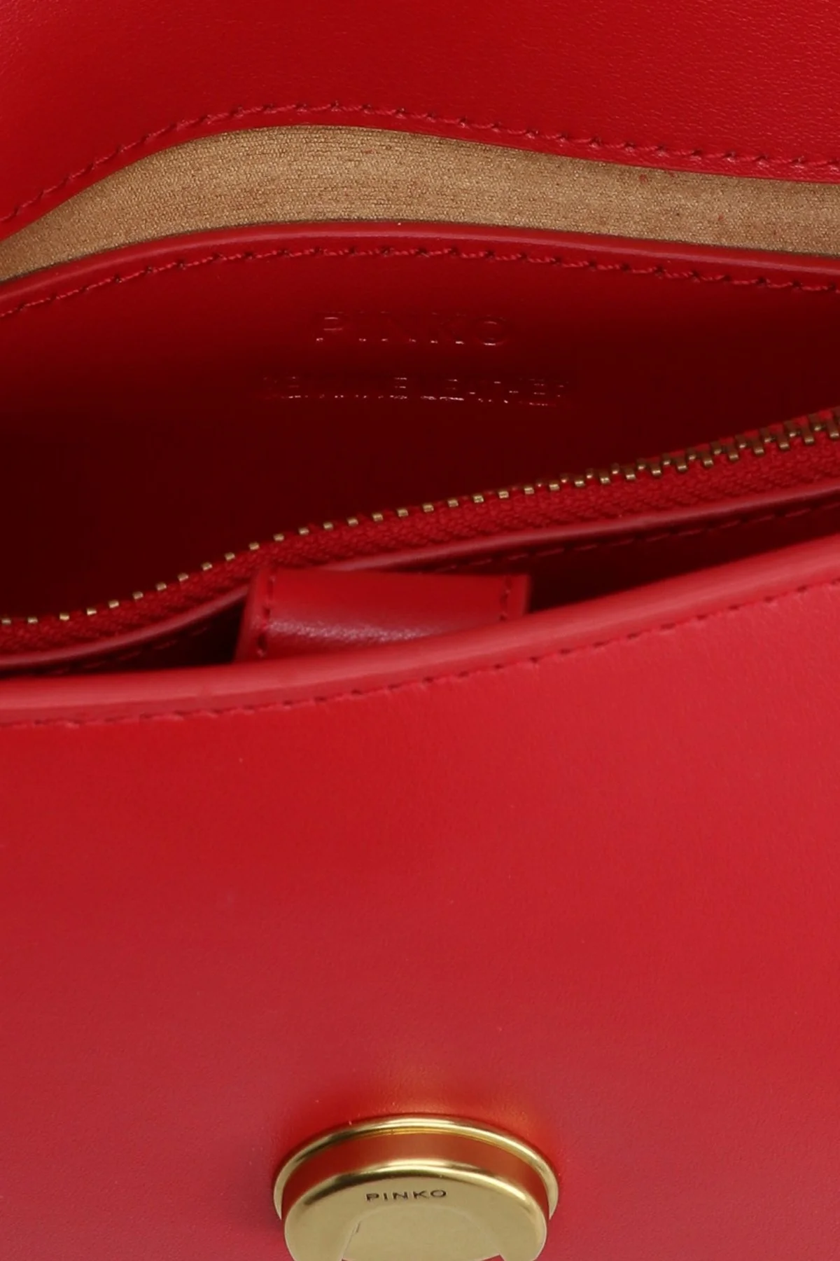 Pinko Logolu Zincir Askılı Deri Bayan Çanta 100059 A0F1 R41Q KIRMIZI - 3