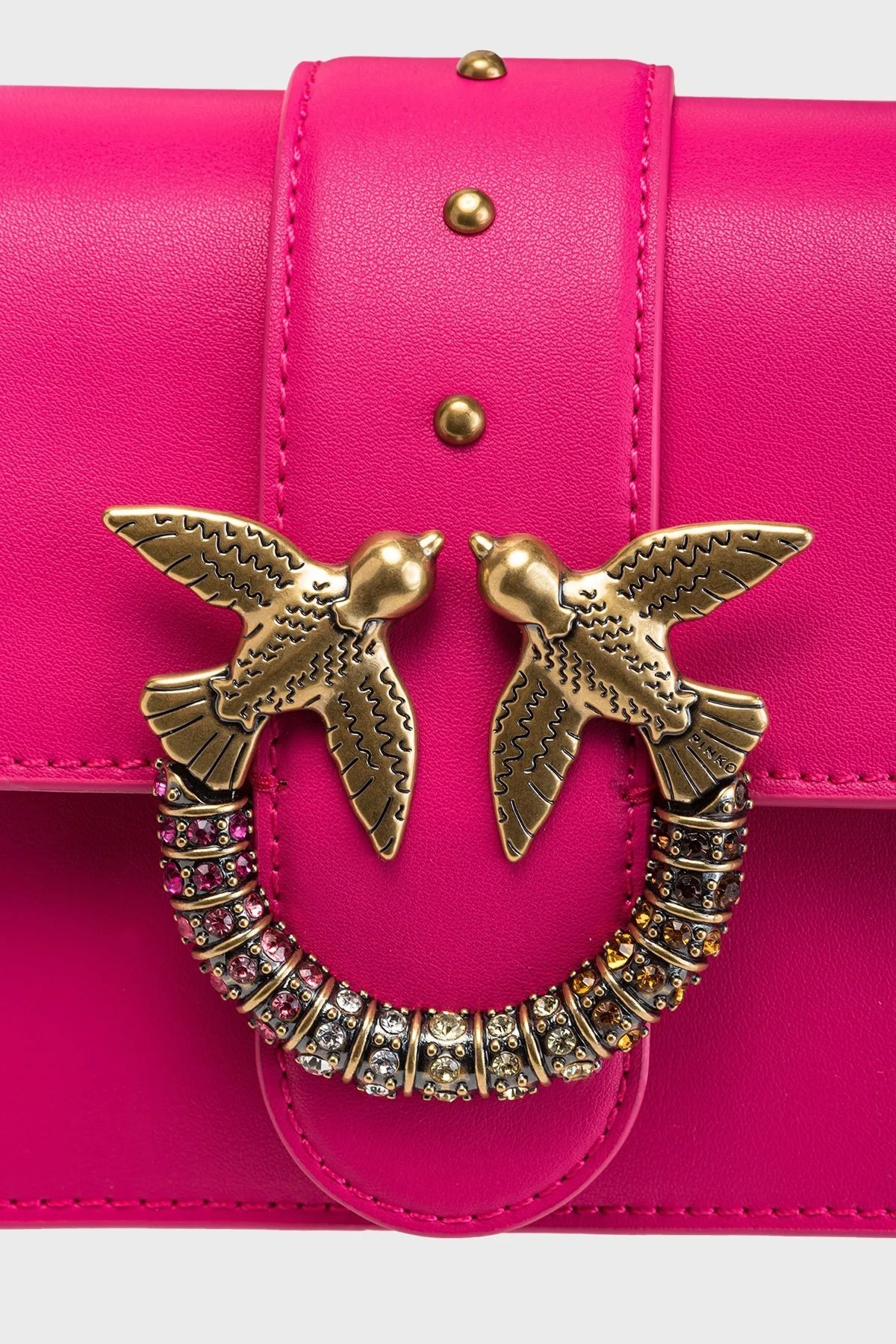 Pinko Logolu Zincir Askılı Deri Bayan Çanta 100059 A0GY N17Q FUŞYA - 4