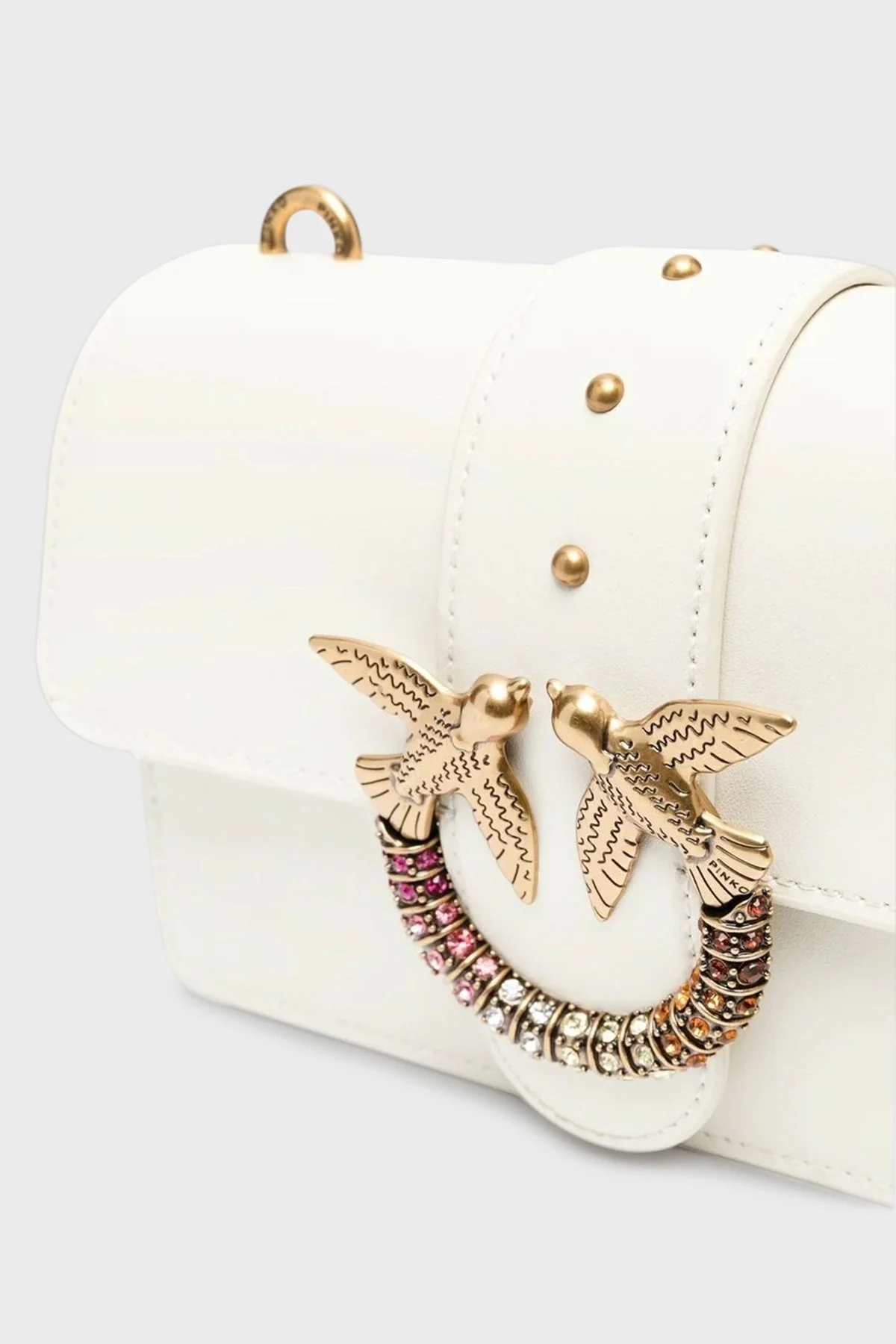 Pinko Logolu Zincir Askılı Deri Bayan Çanta 100059 A0GY Z14Q BEJ - 4