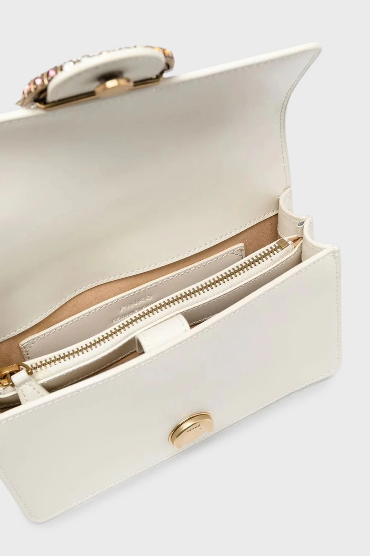 Pinko Logolu Zincir Askılı Deri Bayan Çanta 100059 A0GY Z14Q BEJ - 5