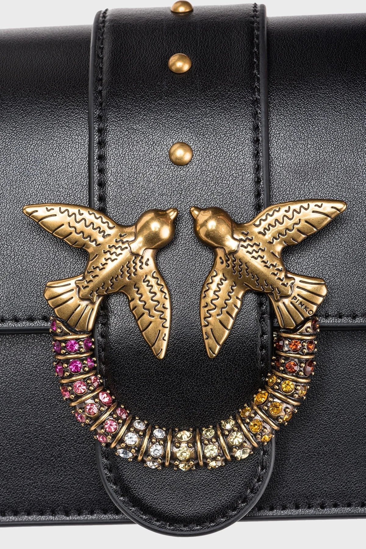 Pinko Logolu Zincir Askılı Deri Bayan Çanta 100059 A0GY Z99Q SİYAH - 4