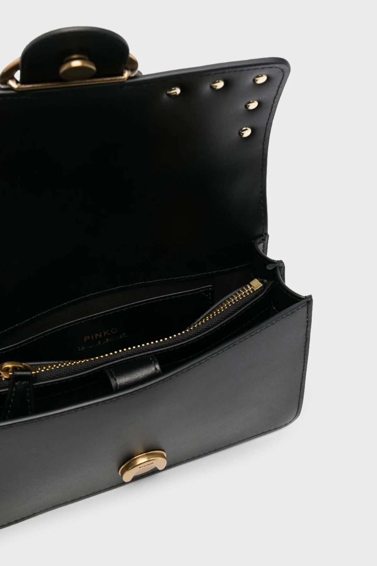 Pinko Logolu Zincir Askılı Deri Bayan Çanta 100059 A0NF Z99Q SİYAH - 5