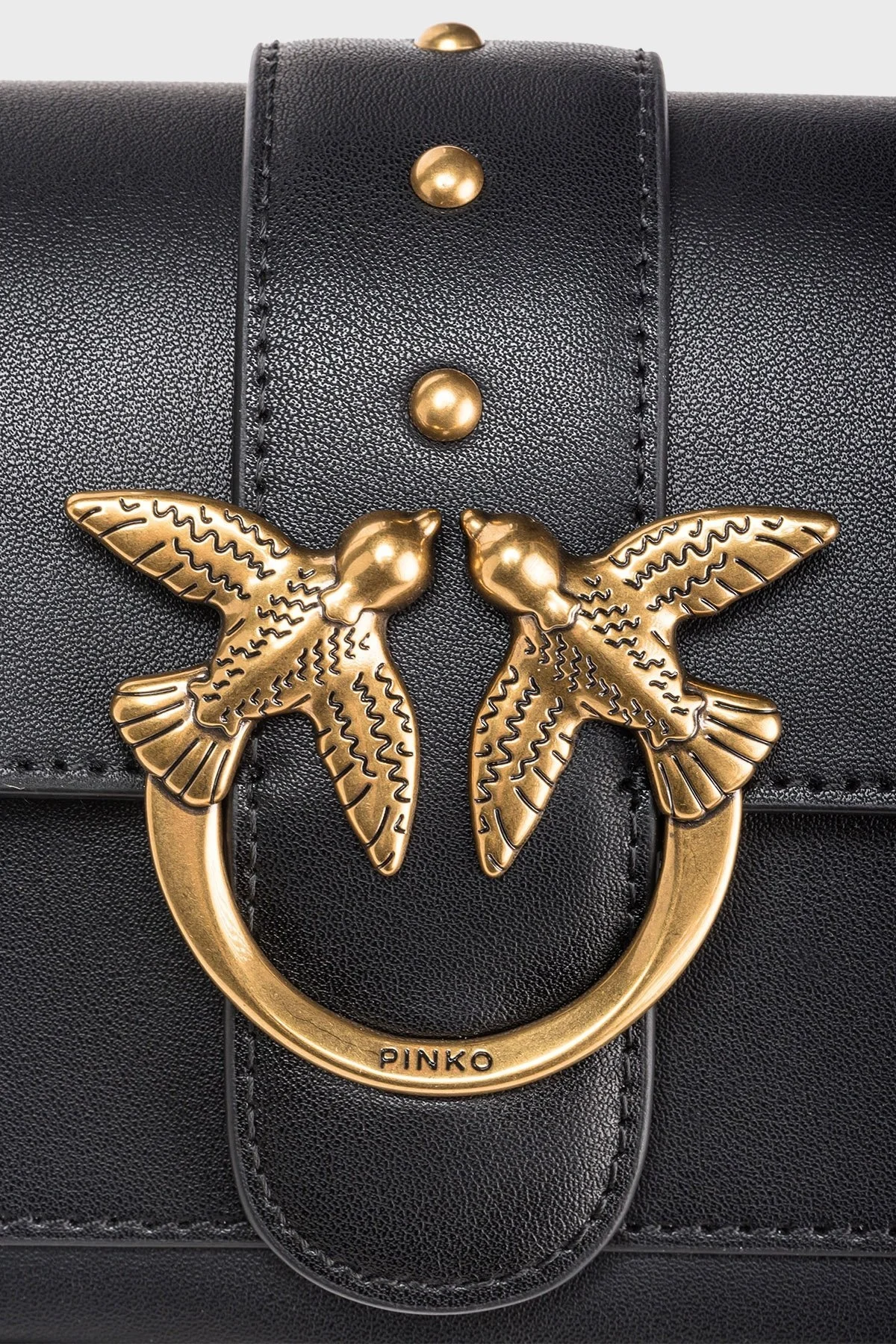 Pinko Logolu Zincir Askılı Deri Bayan Çanta 100061 A0F1Z 99Q SİYAH - 4