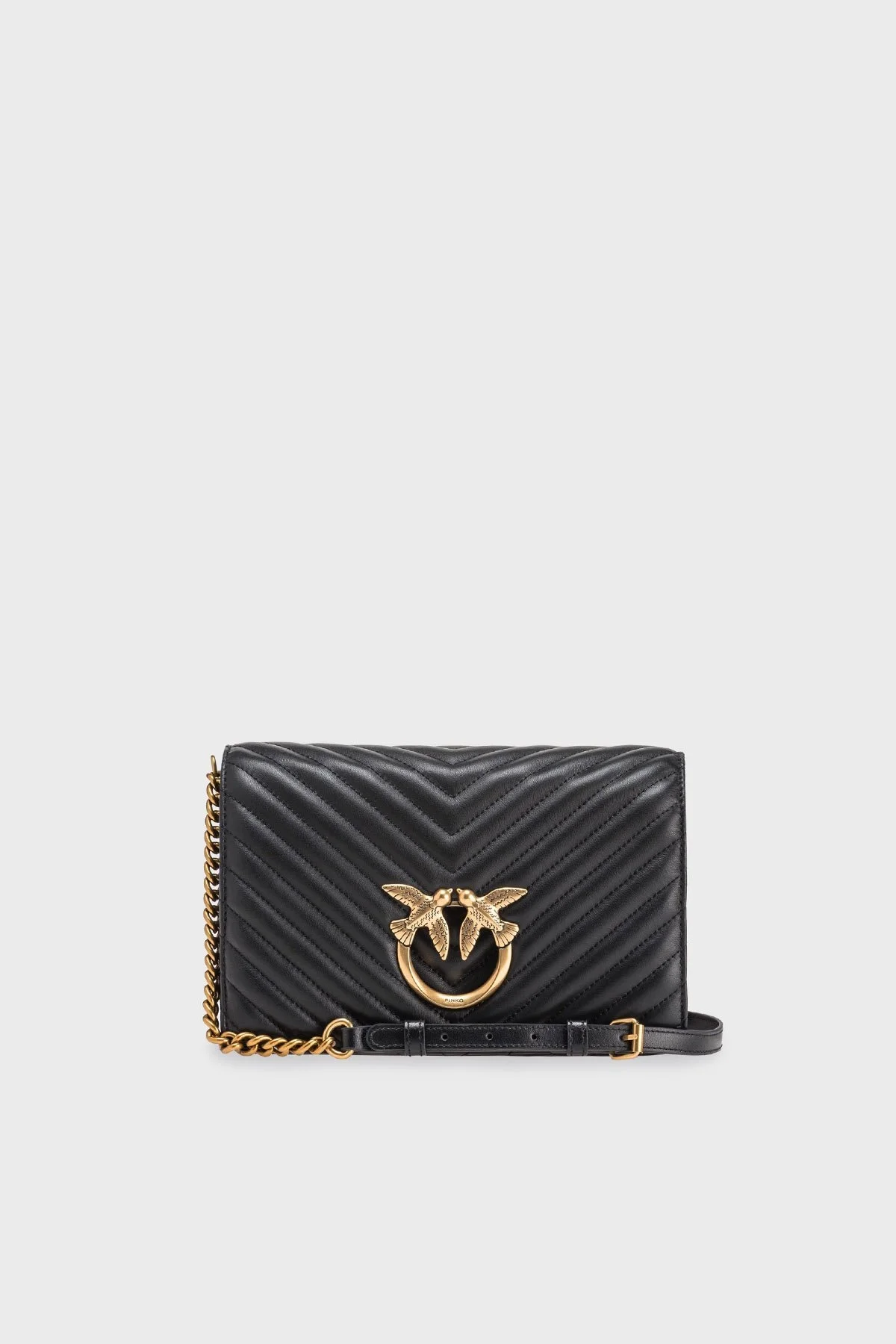 Pinko Logolu Zincir Askılı Deri Bayan Çanta 100063 A0GK Z99Q SİYAH - 1