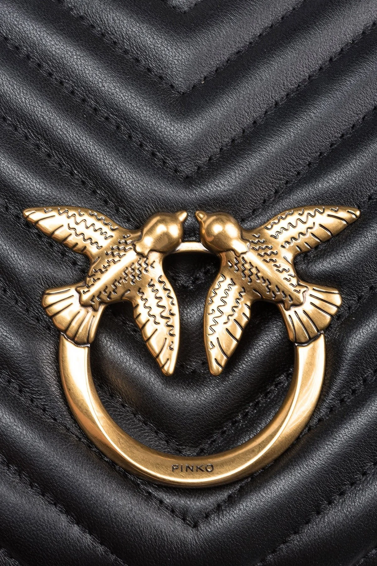 Pinko Logolu Zincir Askılı Deri Bayan Çanta 100063 A0GK Z99Q SİYAH - 4