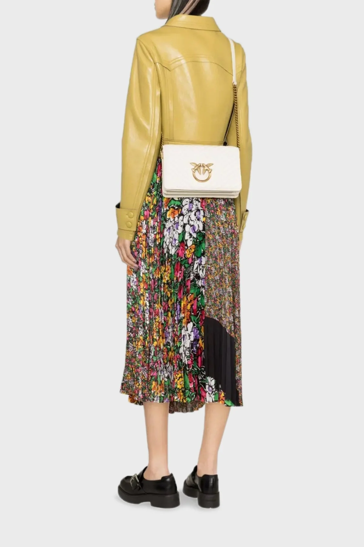 Pinko Logolu Zincir Askılı Deri Bayan Çanta 100063 A0GKZ 14Q EKRU - 2