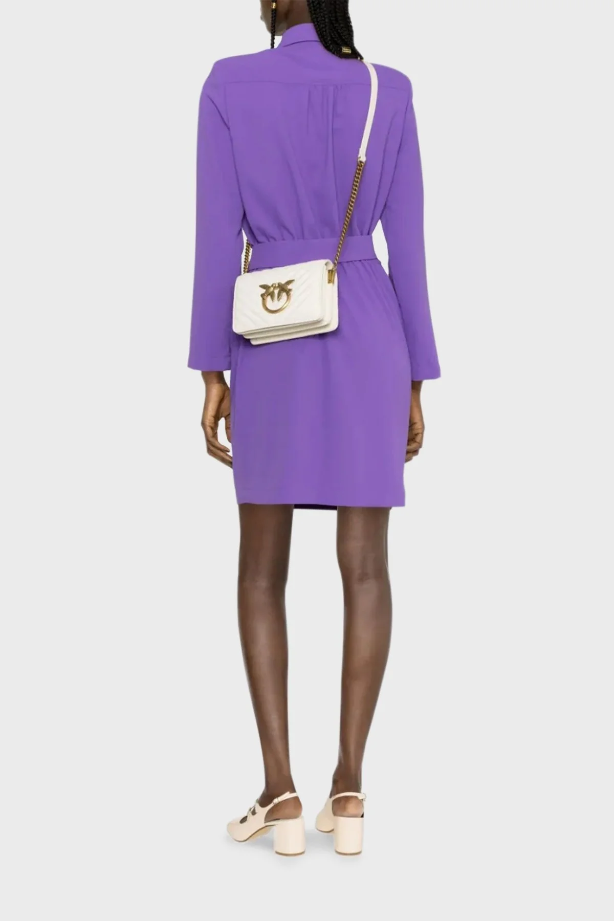 Pinko Logolu Zincir Askılı Deri Bayan Çanta 100067 A0GK Z14Q EKRU - 2