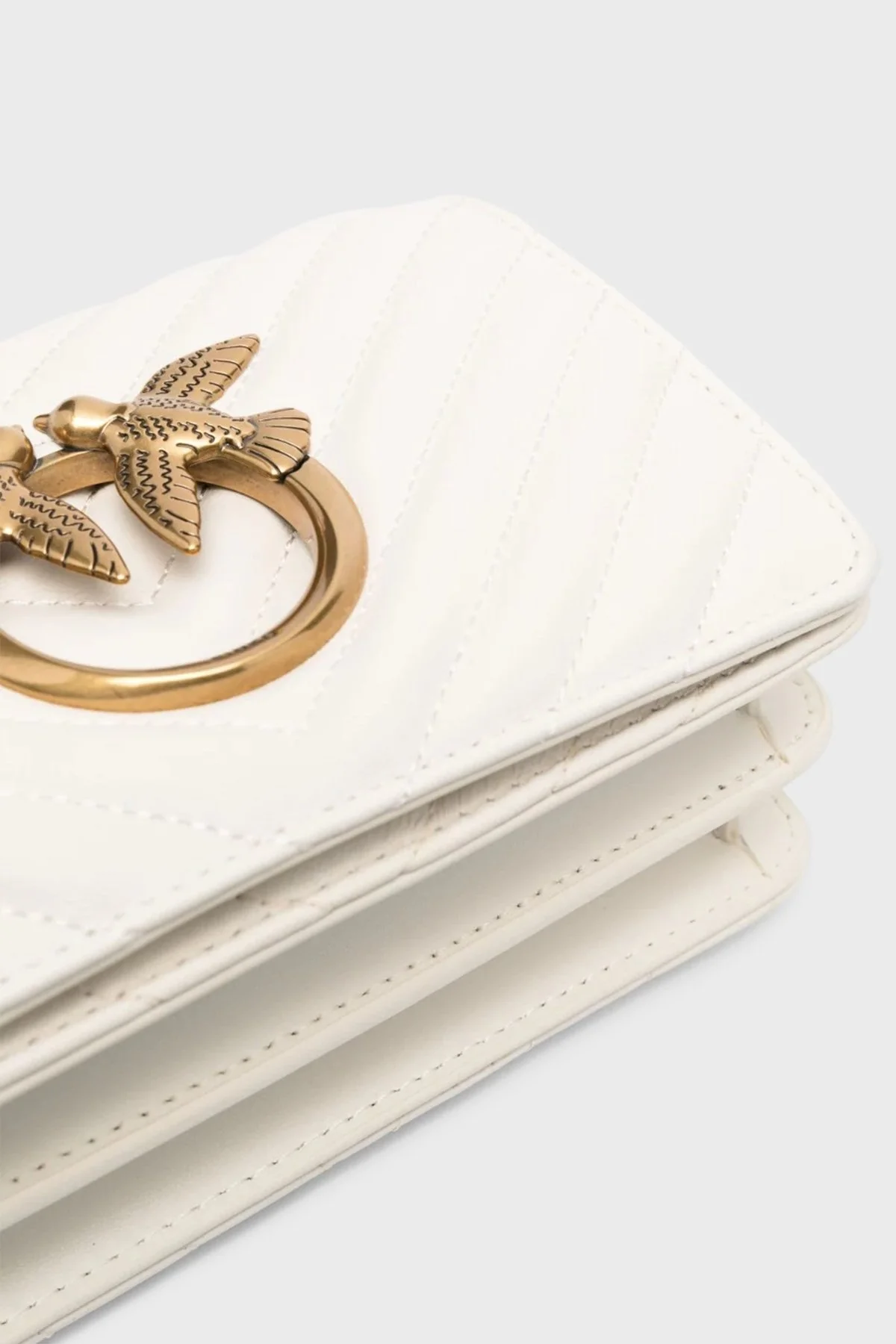 Pinko Logolu Zincir Askılı Deri Bayan Çanta 100067 A0GK Z14Q EKRU - 5