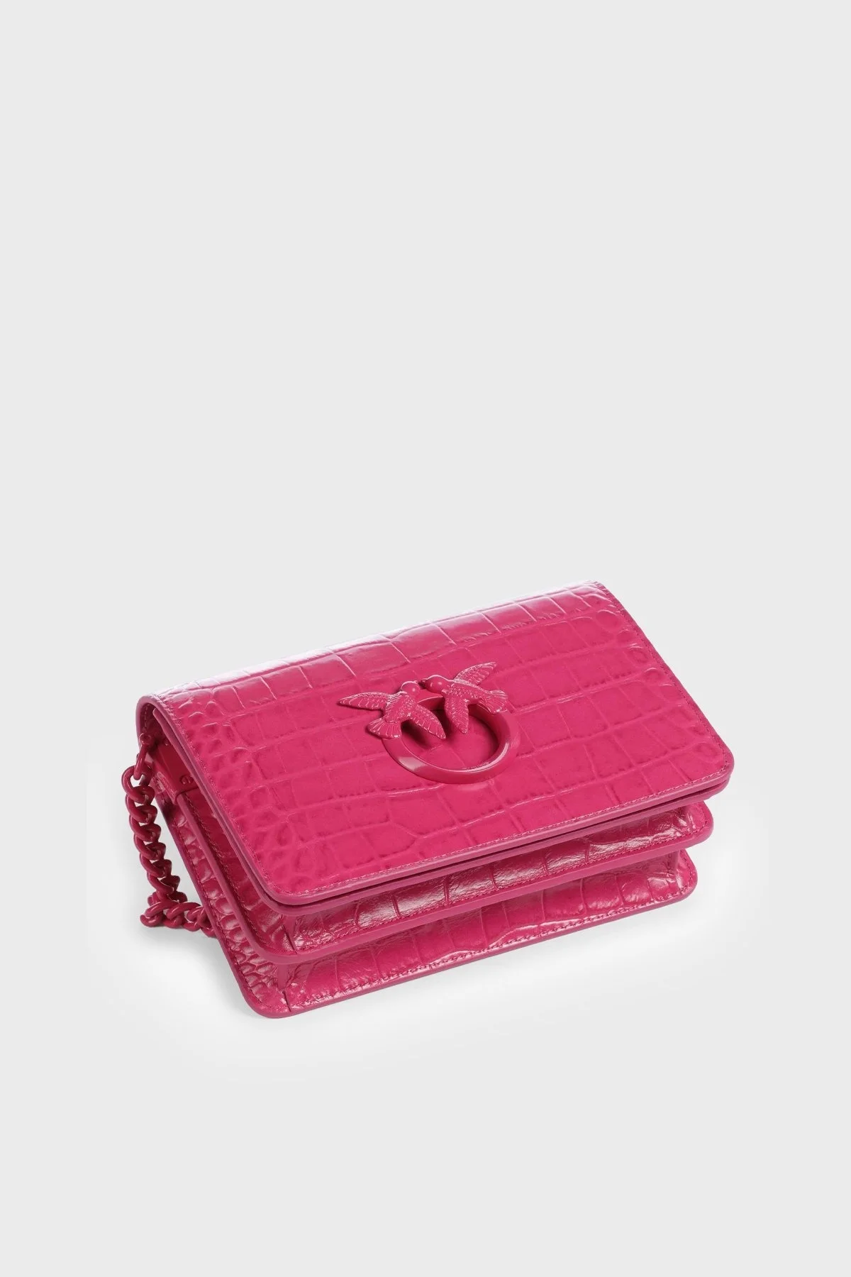 Pinko Logolu Zincir Askılı Deri Bayan Çanta 100067 A1EP N17B PEMBE - 4